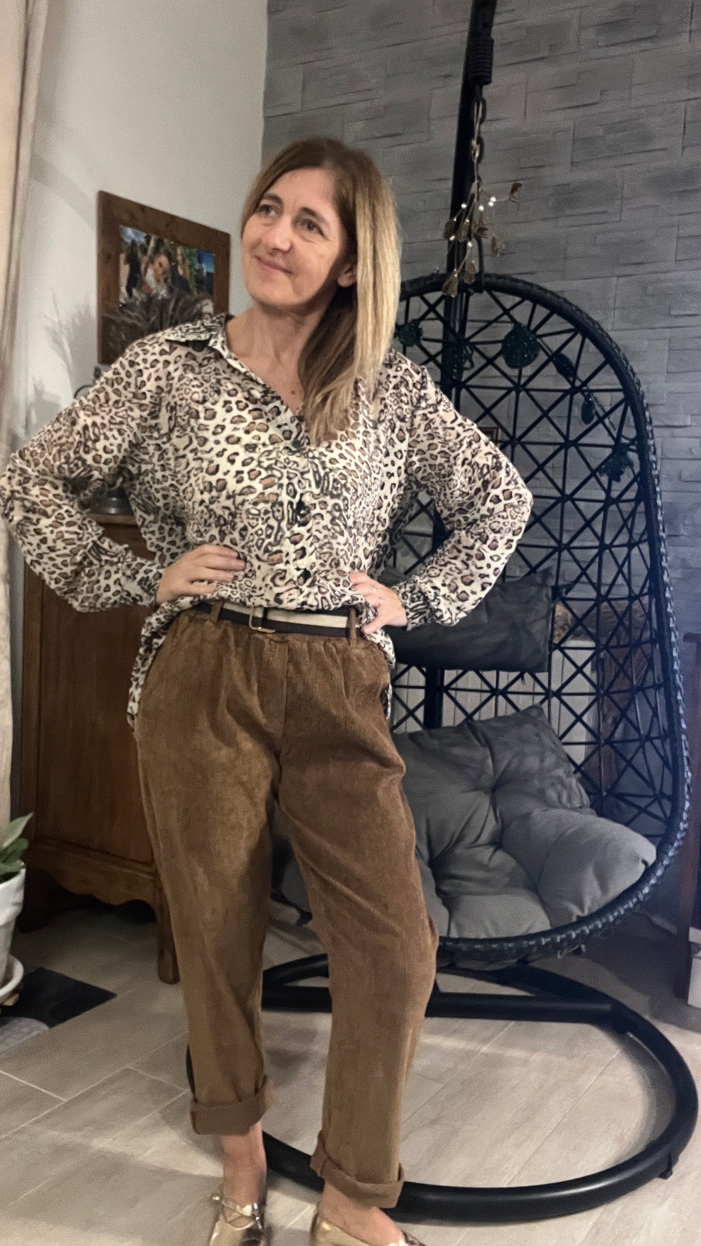 PANTALON VELOURS CAMEL