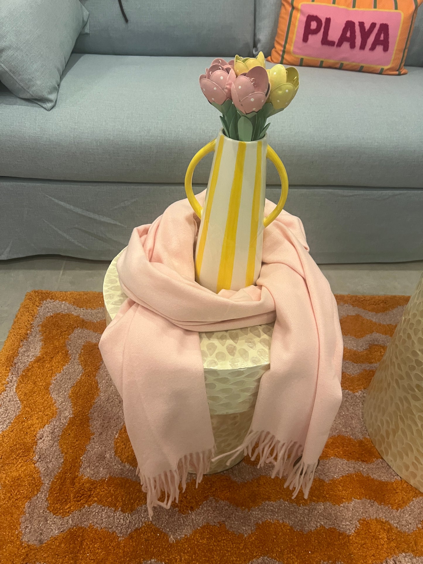 ECHARPE ROSE PALE "CASHEMIRE"