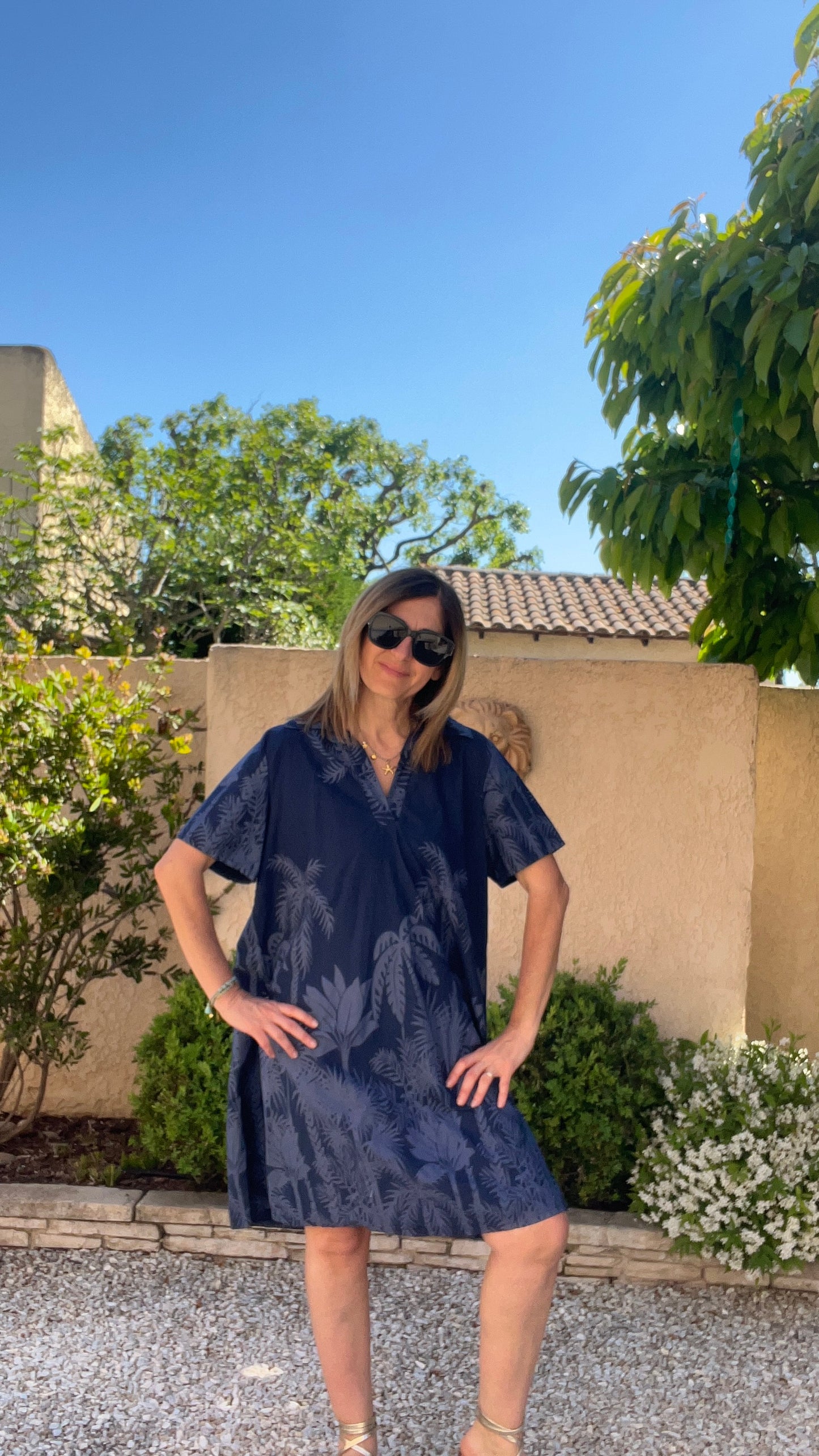 ROBE BLEUE MARINE/BLEUE JEAN "TROPIC"