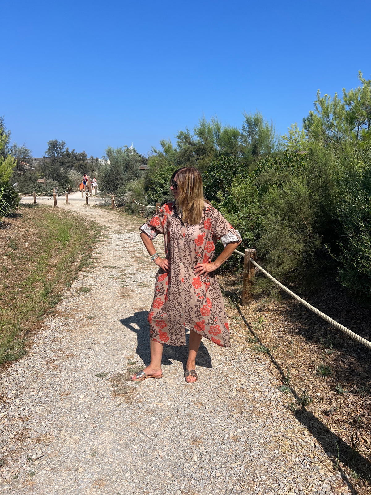 ROBE LONGUE CHEMISE CAMEL/CHOCOLAT/TERRA COTTA
