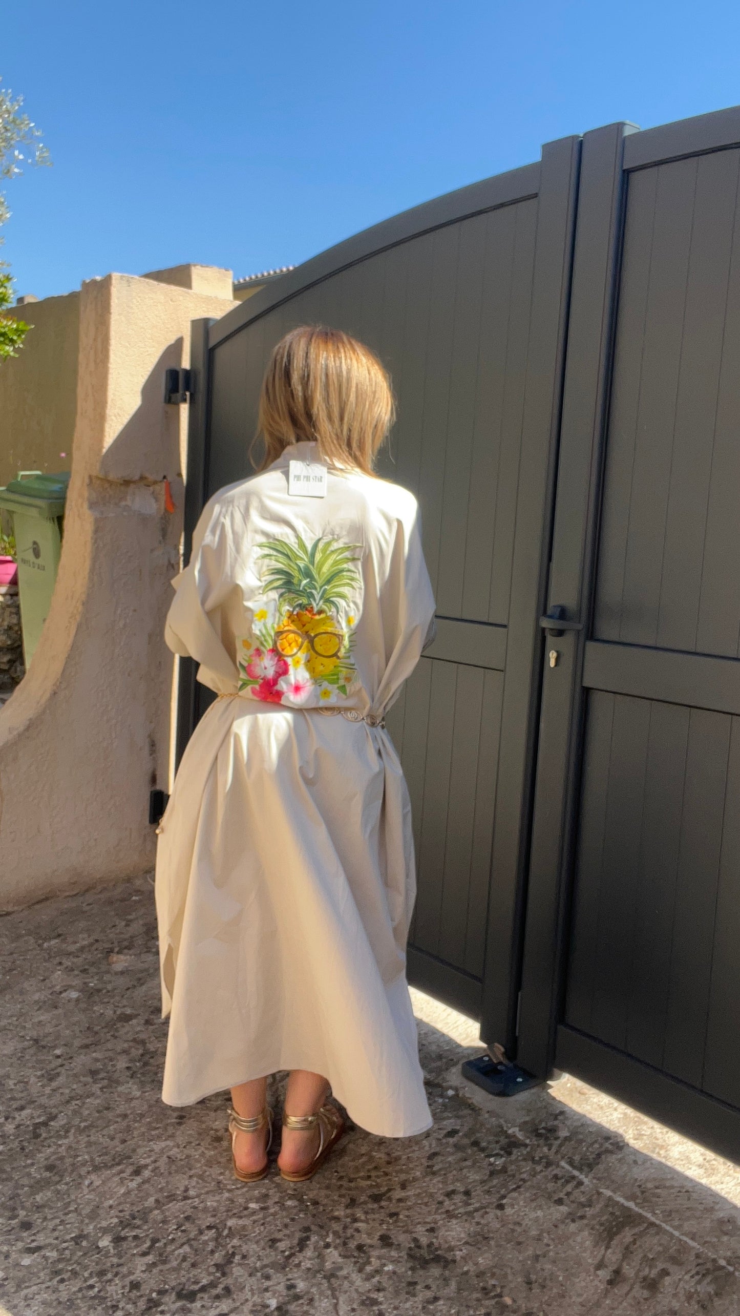 ROBE CHEMISE BEIGE LONGUE "ANANAS"