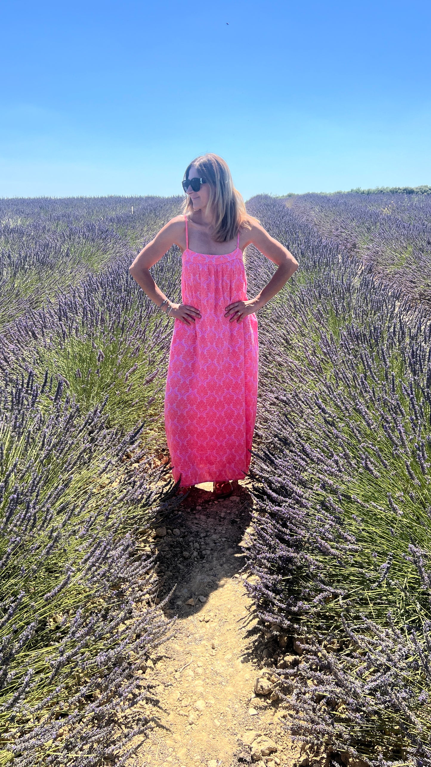 ROBE LONGUE GAZE DE COTON ROSE