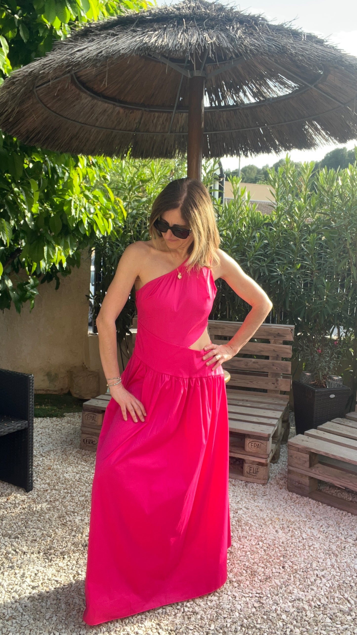 ROBE ROSE FUCHSIA POPELINE