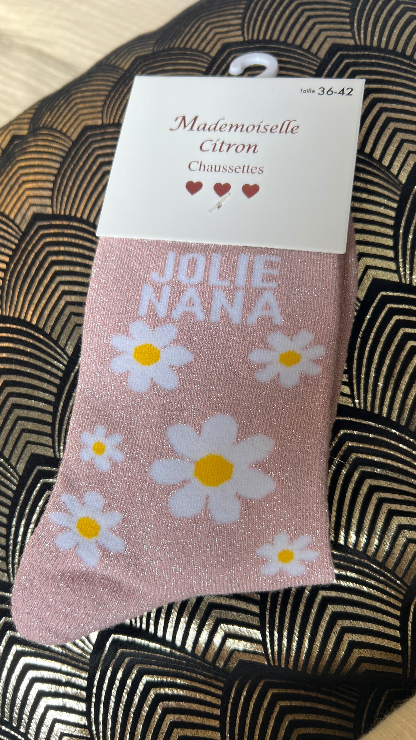 CHAUSSETTES PAILLETTES "MARGUERITES/SEXY"💋🌼