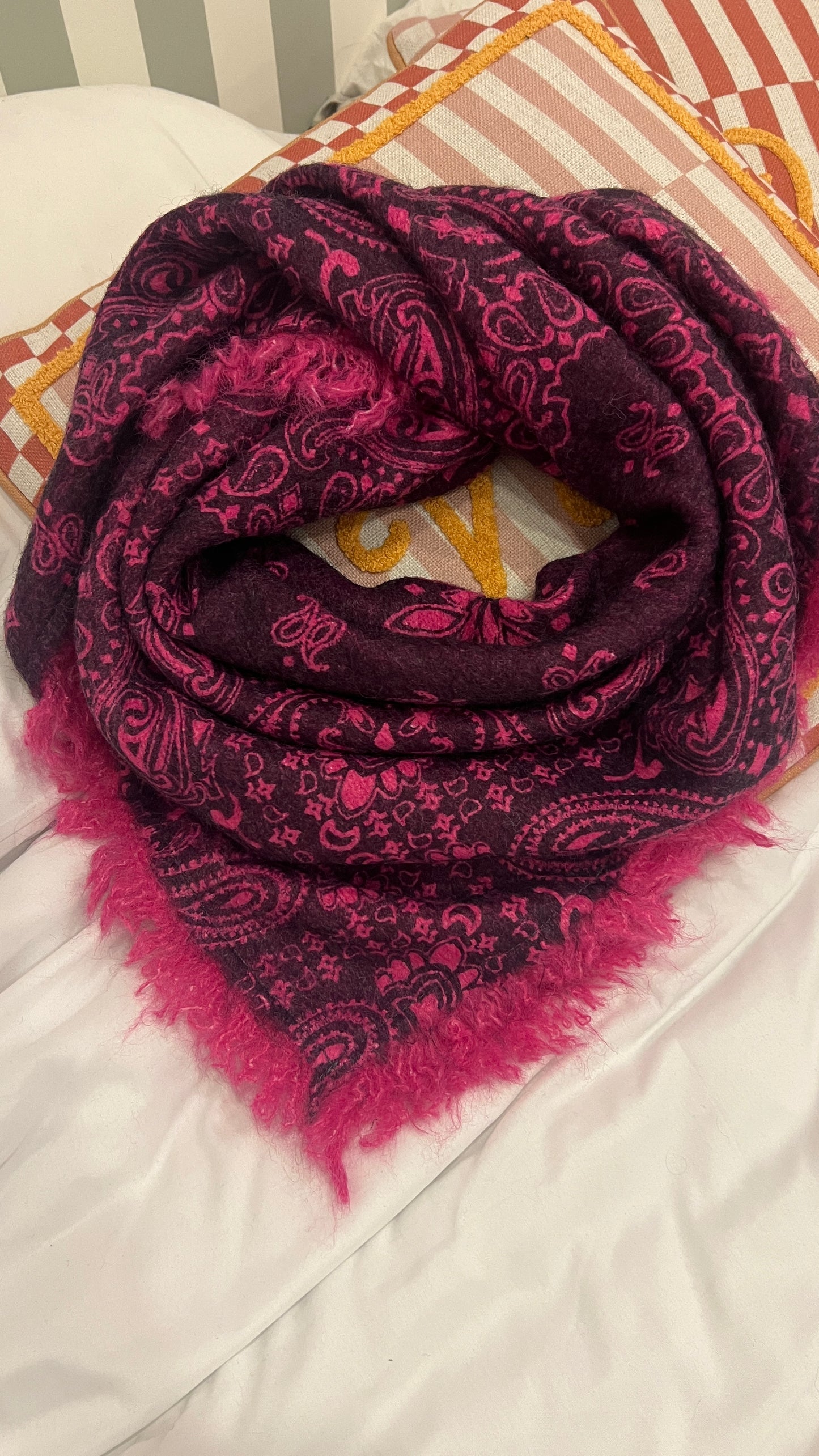 FOULARD BANDANA FUCHSIA/NOIR VIOLET