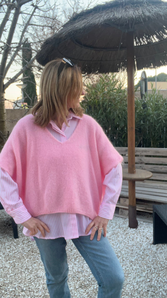 PULL SANS MANCHES OVERSIZE PASTEL