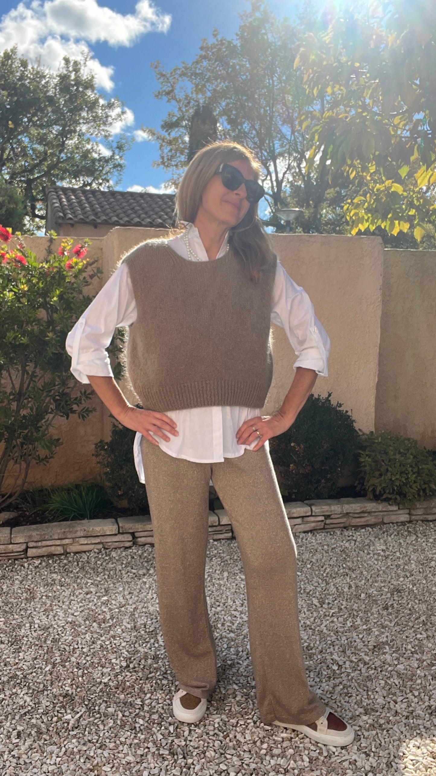 PANTALON FLUIDE PAILLETTES CHAMPAGNE