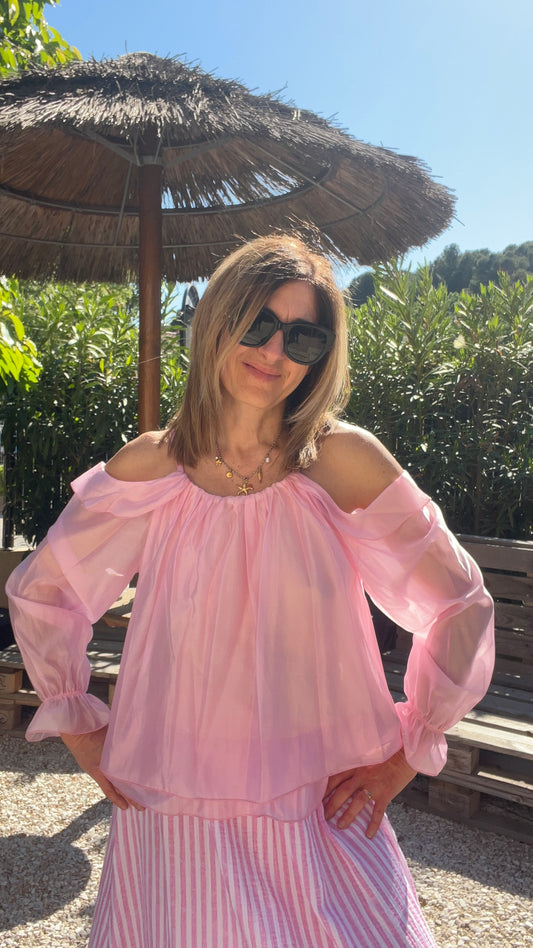 CHEMISIER ROSE EPAULES DÉNUDÉES