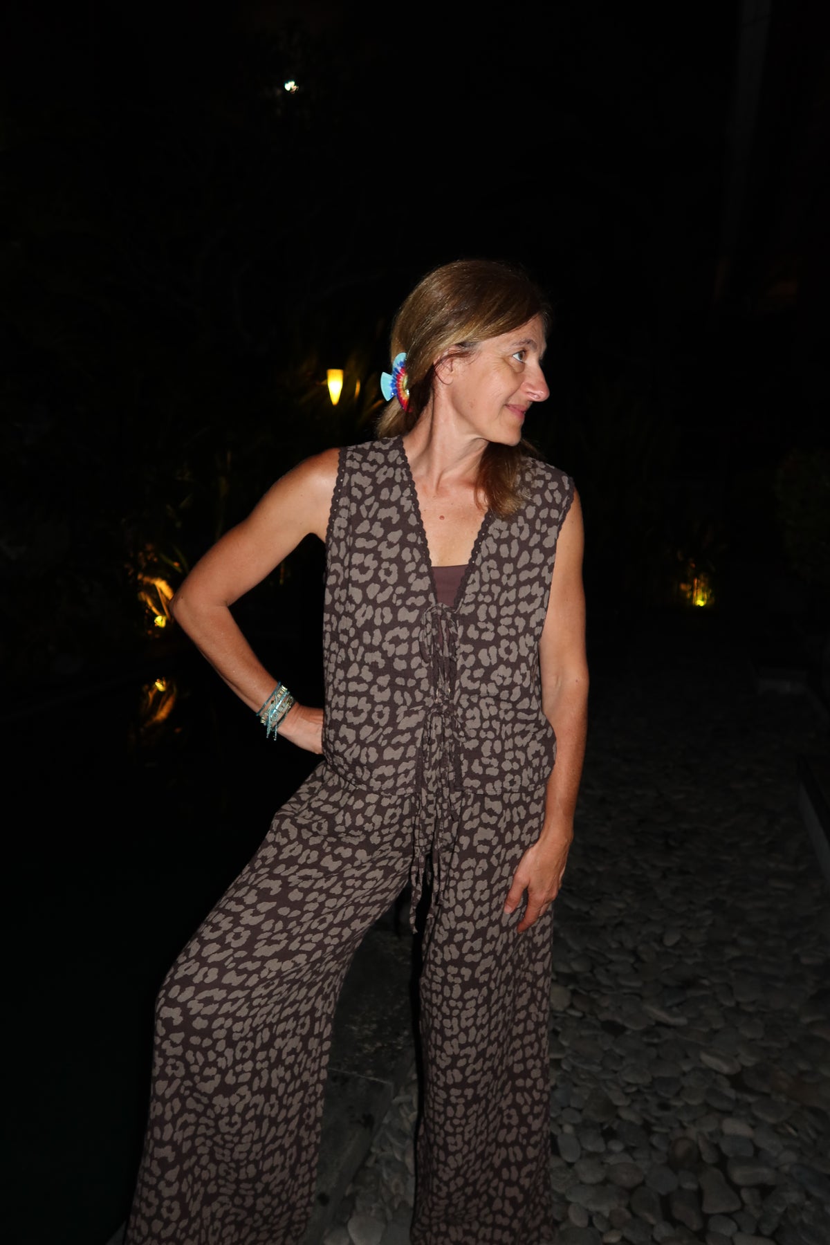 PANTALON FLUIDE LEOPARD CHOCOLAT GAZE DE COTON