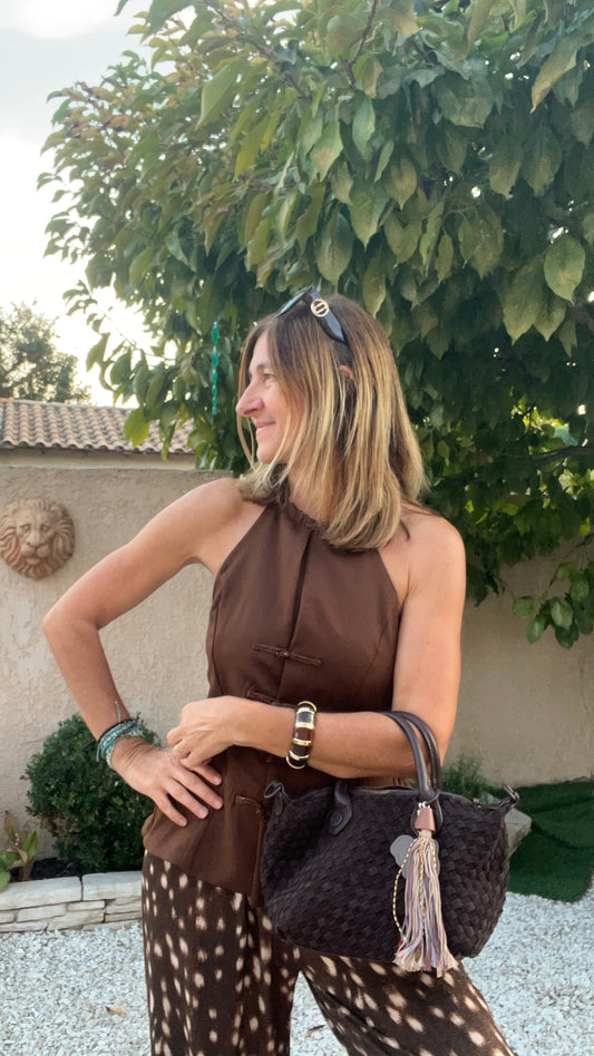 PETIT SAC TRESSÉ CHOCOLAT