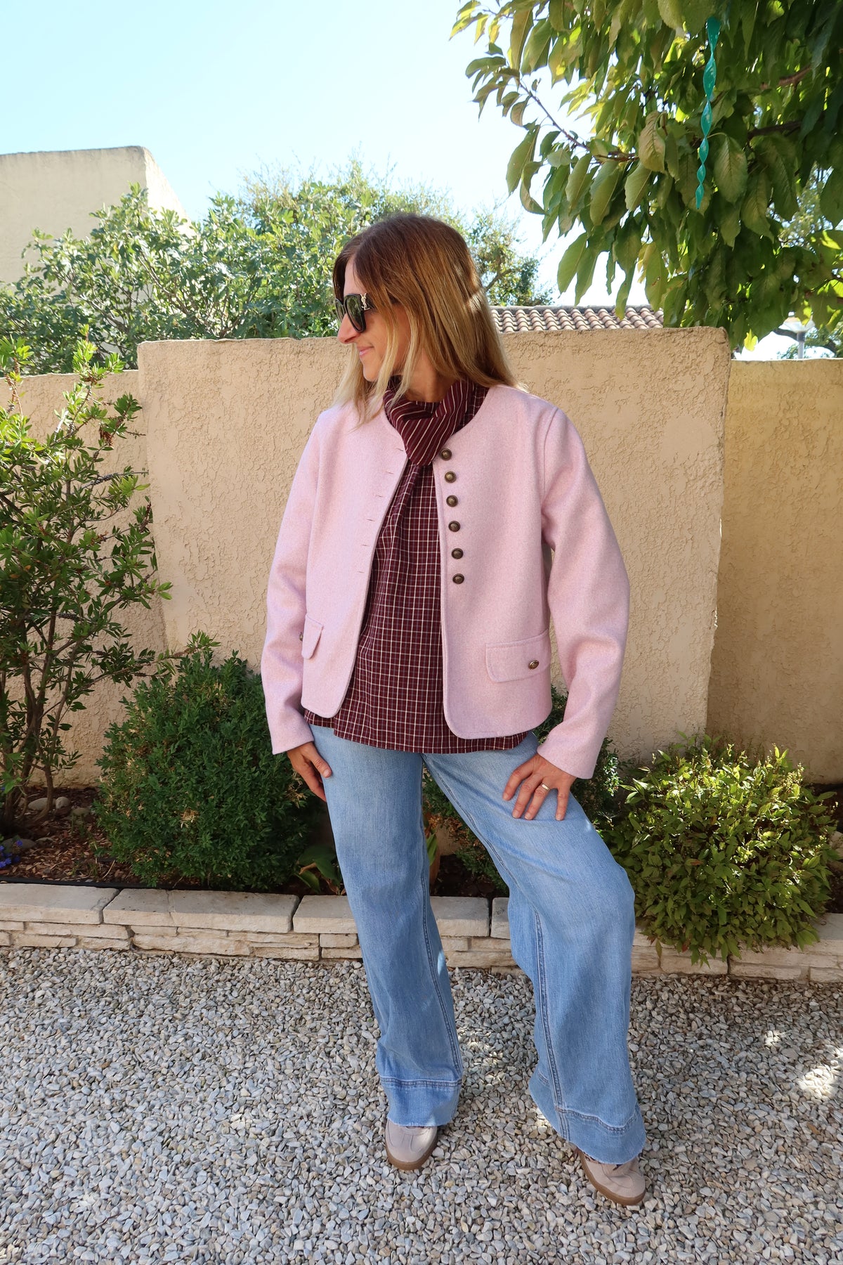 VESTE  ROSE PÂLE BOUTONNEE "CELESTE"