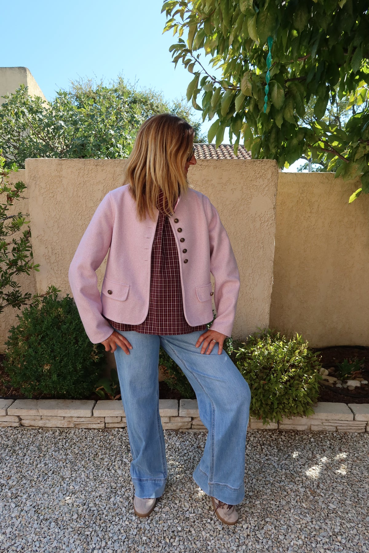 VESTE  ROSE PÂLE BOUTONNEE "CELESTE"