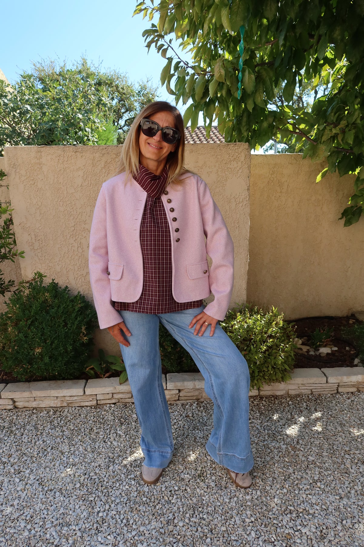 VESTE  ROSE PÂLE BOUTONNEE "CELESTE"