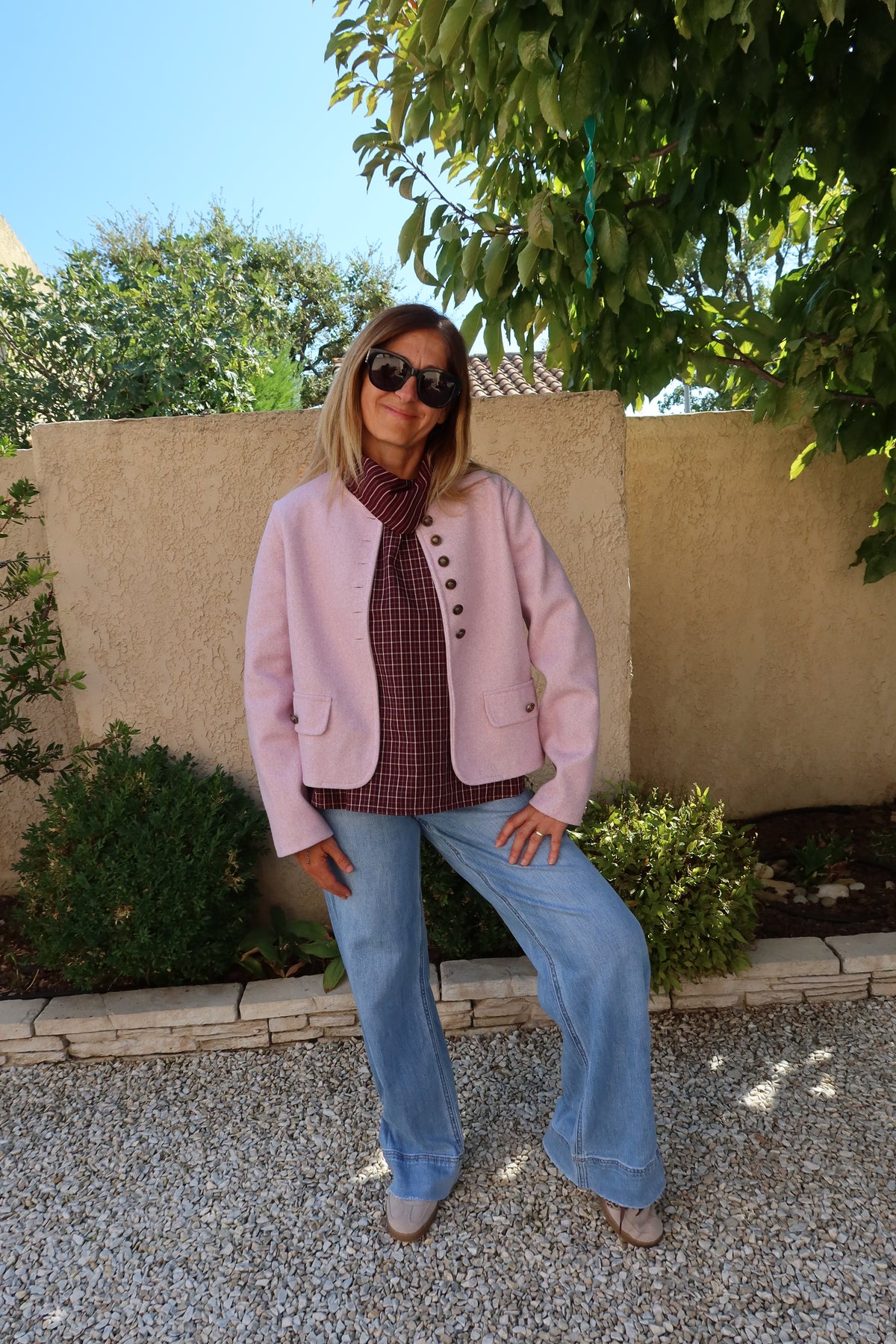 VESTE  ROSE PÂLE BOUTONNEE "CELESTE"