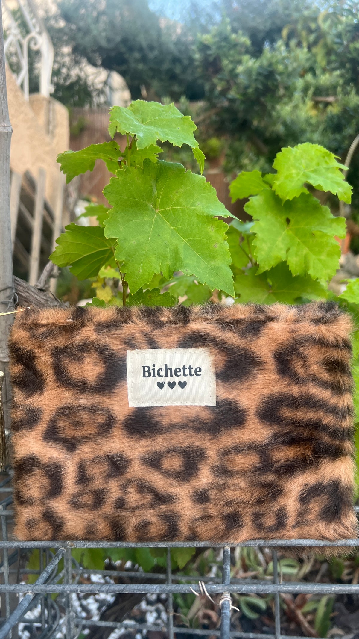 TROUSSE LEOPARD FOURRURE CAMEL/NOIR "BICHETTE"