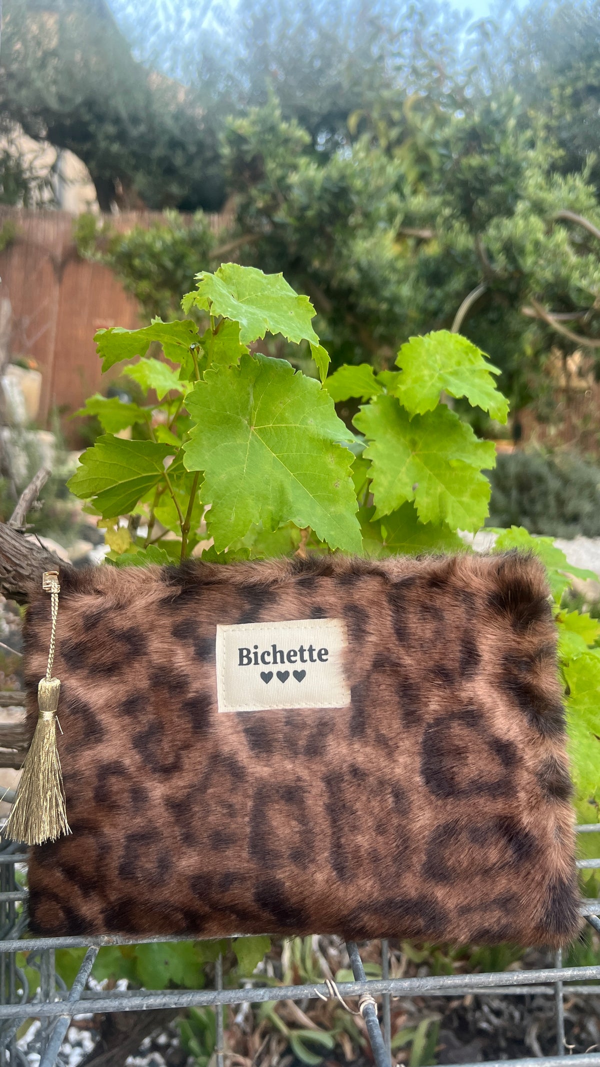 TROUSSE LEOPARD FOURRURE CAMEL/NOIR "BICHETTE"