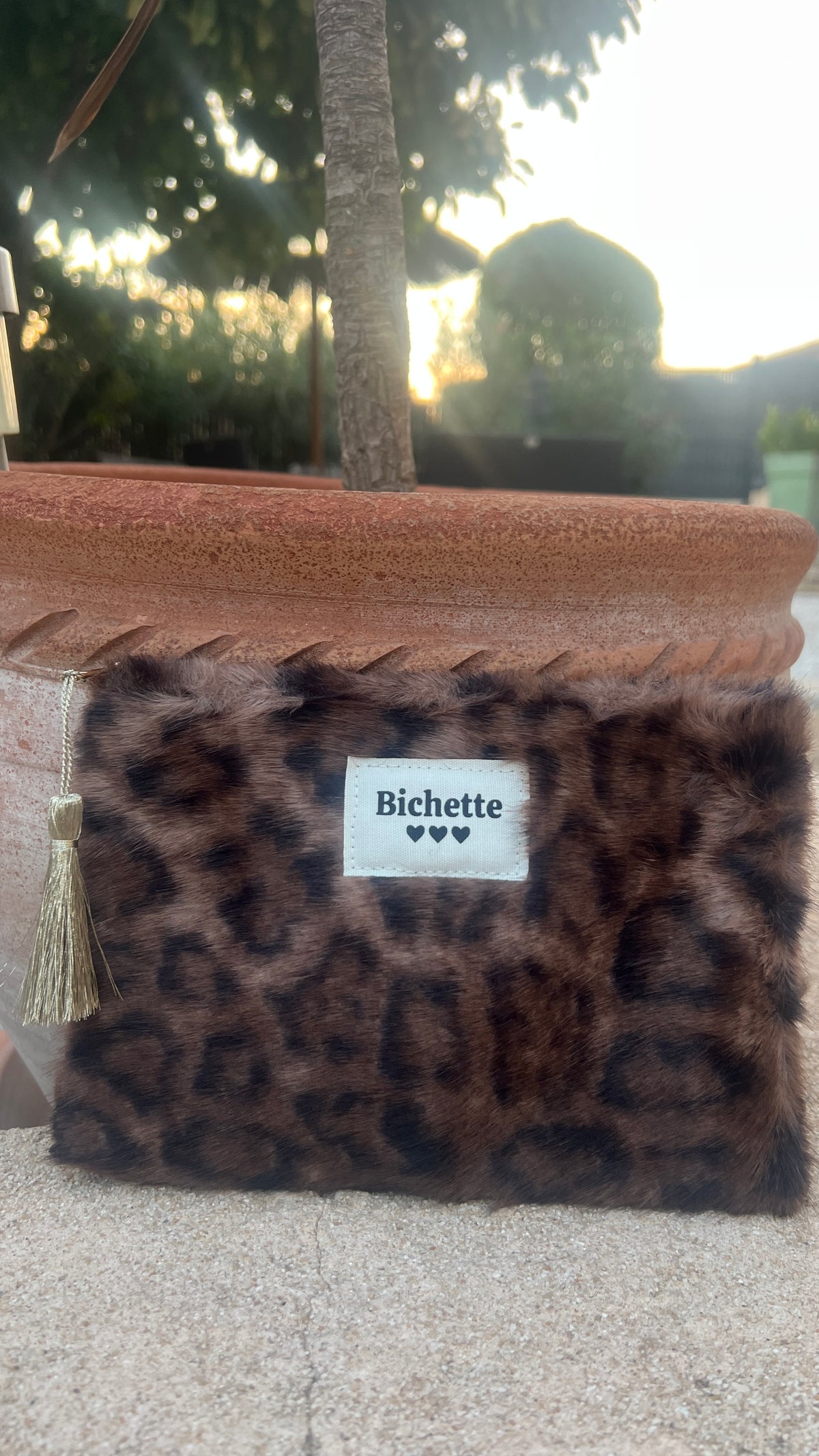 TROUSSE LEOPARD FOURRURE CHOCOLAT/NOIR "BICHETTE"