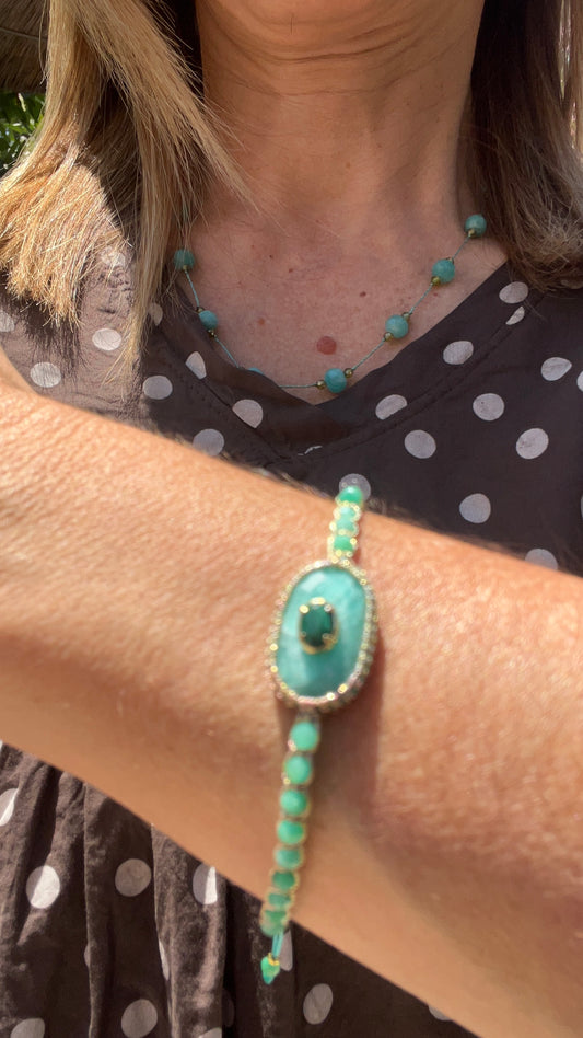 BRACELET PIERRES PRECIEUSES BLEU TURQUOISE