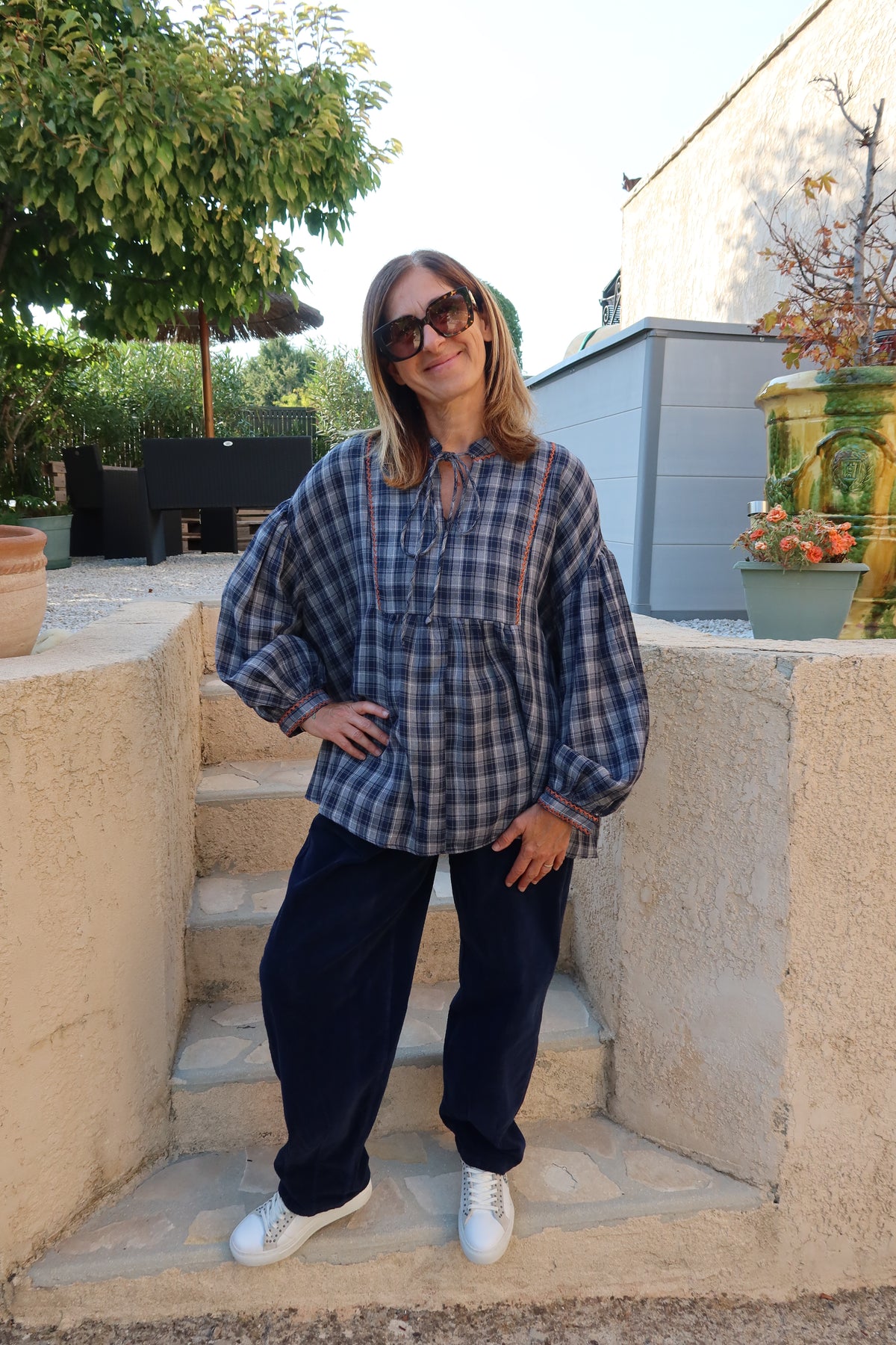 PANTALON VELOURS "BLEU MARINE"
