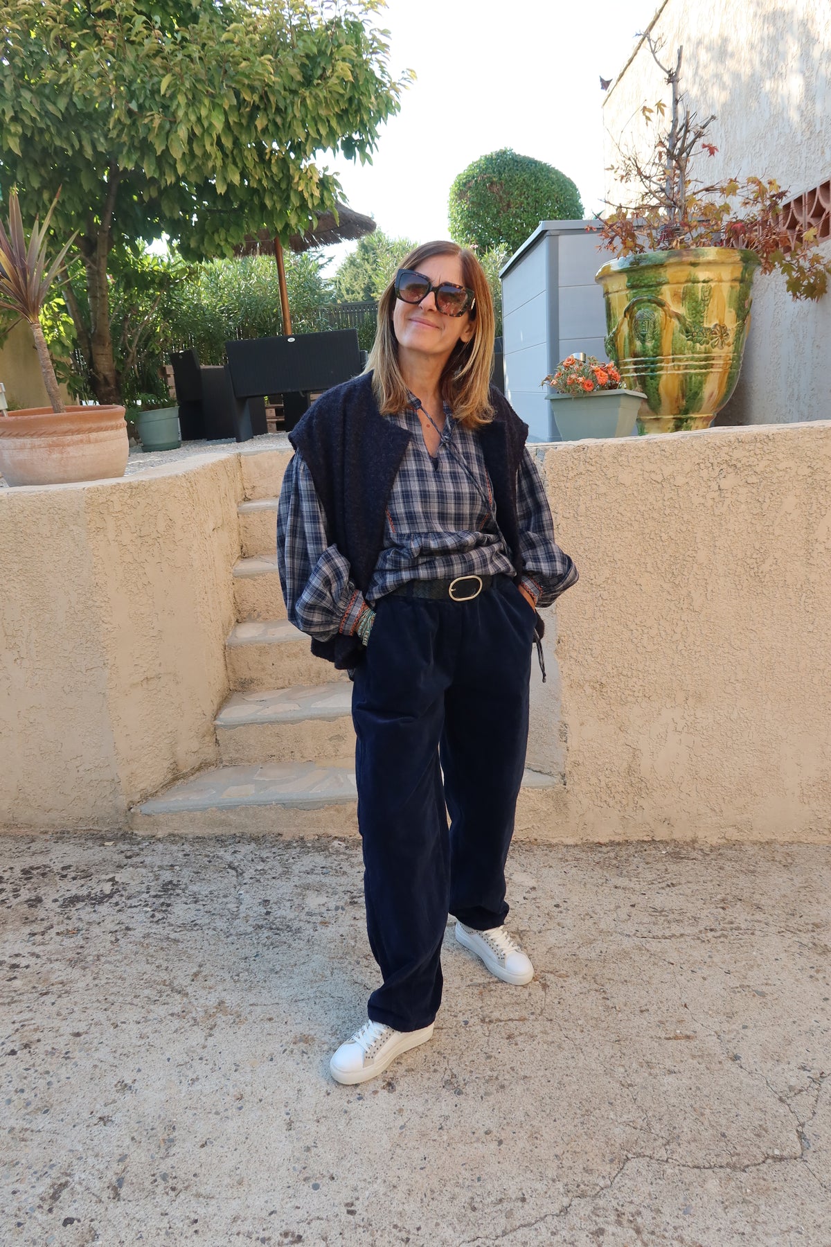 PANTALON VELOURS "BLEU MARINE"