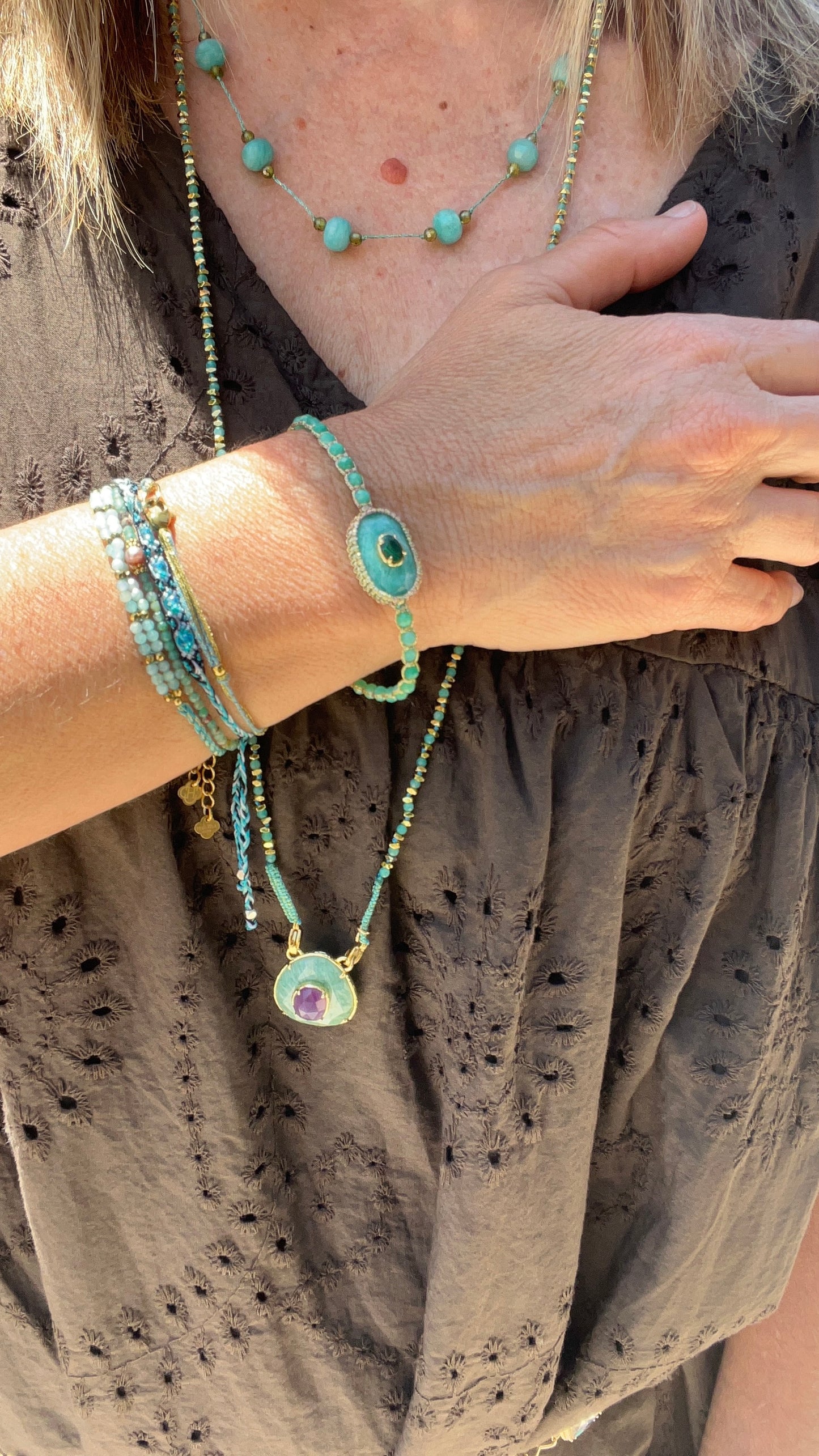 BRACELET PIERRES PRECIEUSES BLEU TURQUOISE
