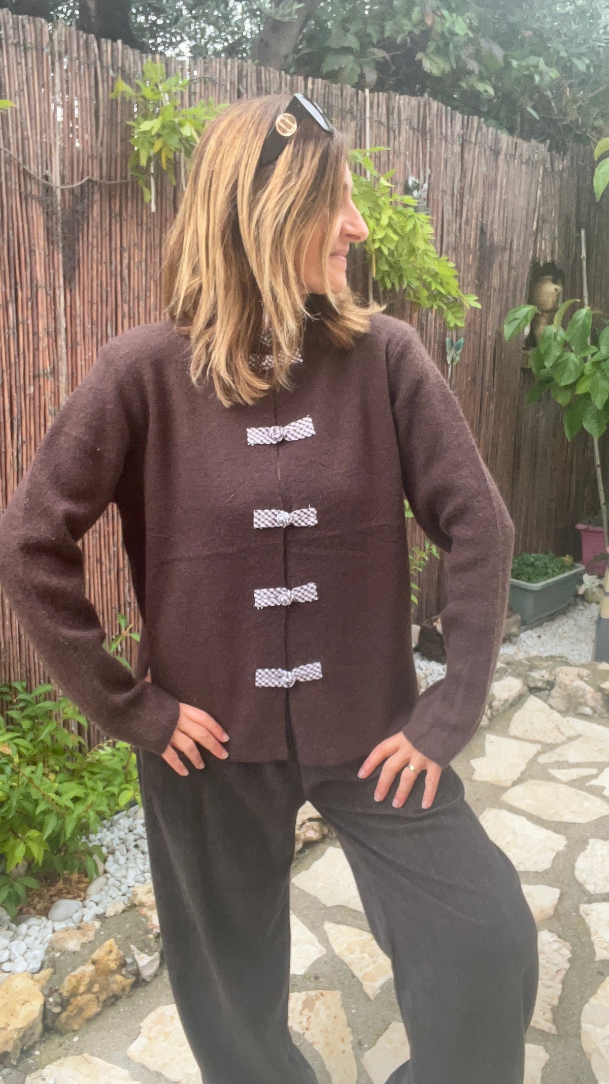 GILET CHOCOLAT & VICHY "BRANDEBOURG"