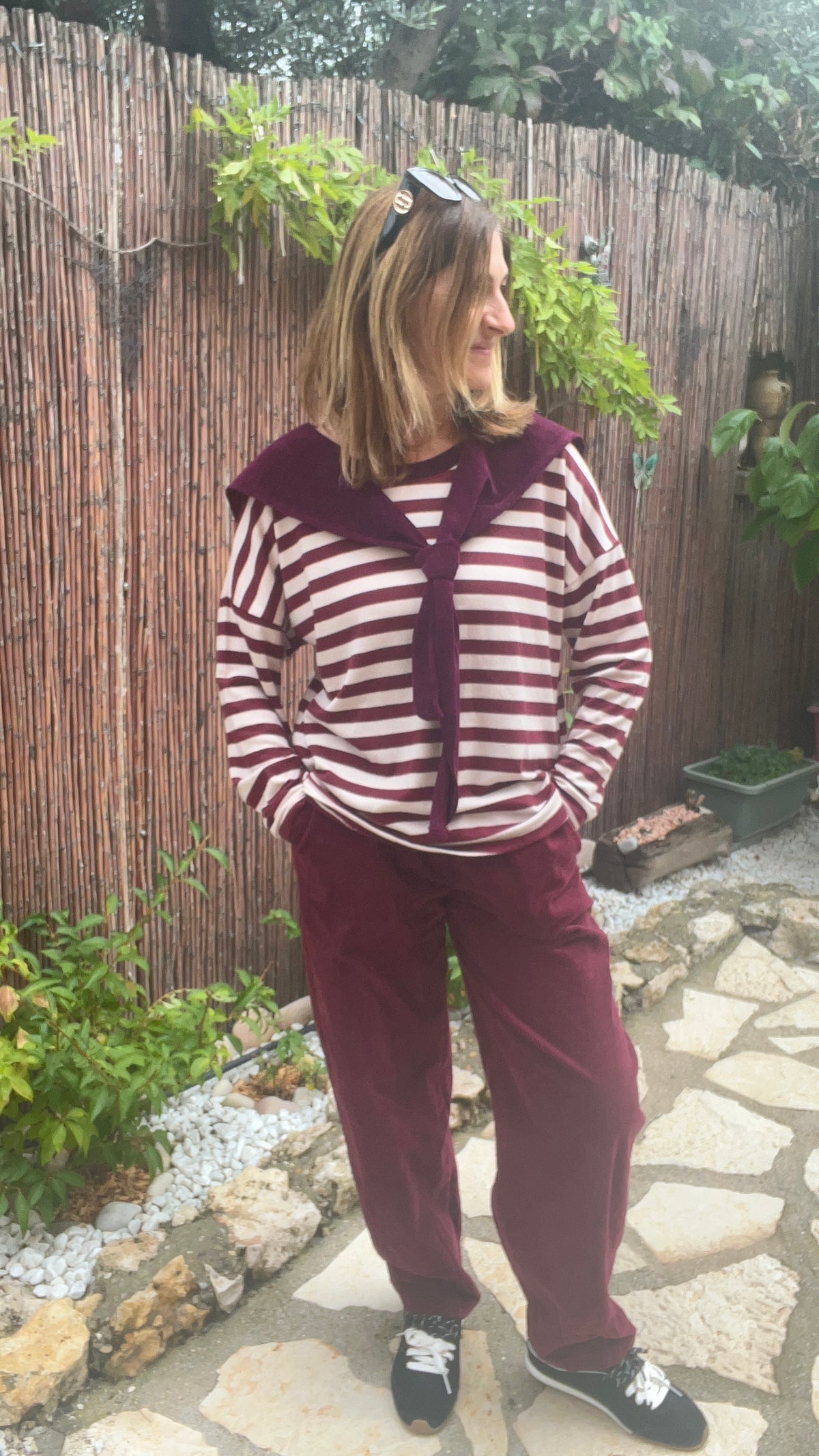 PANTALON VELOURS "BORDEAUX"