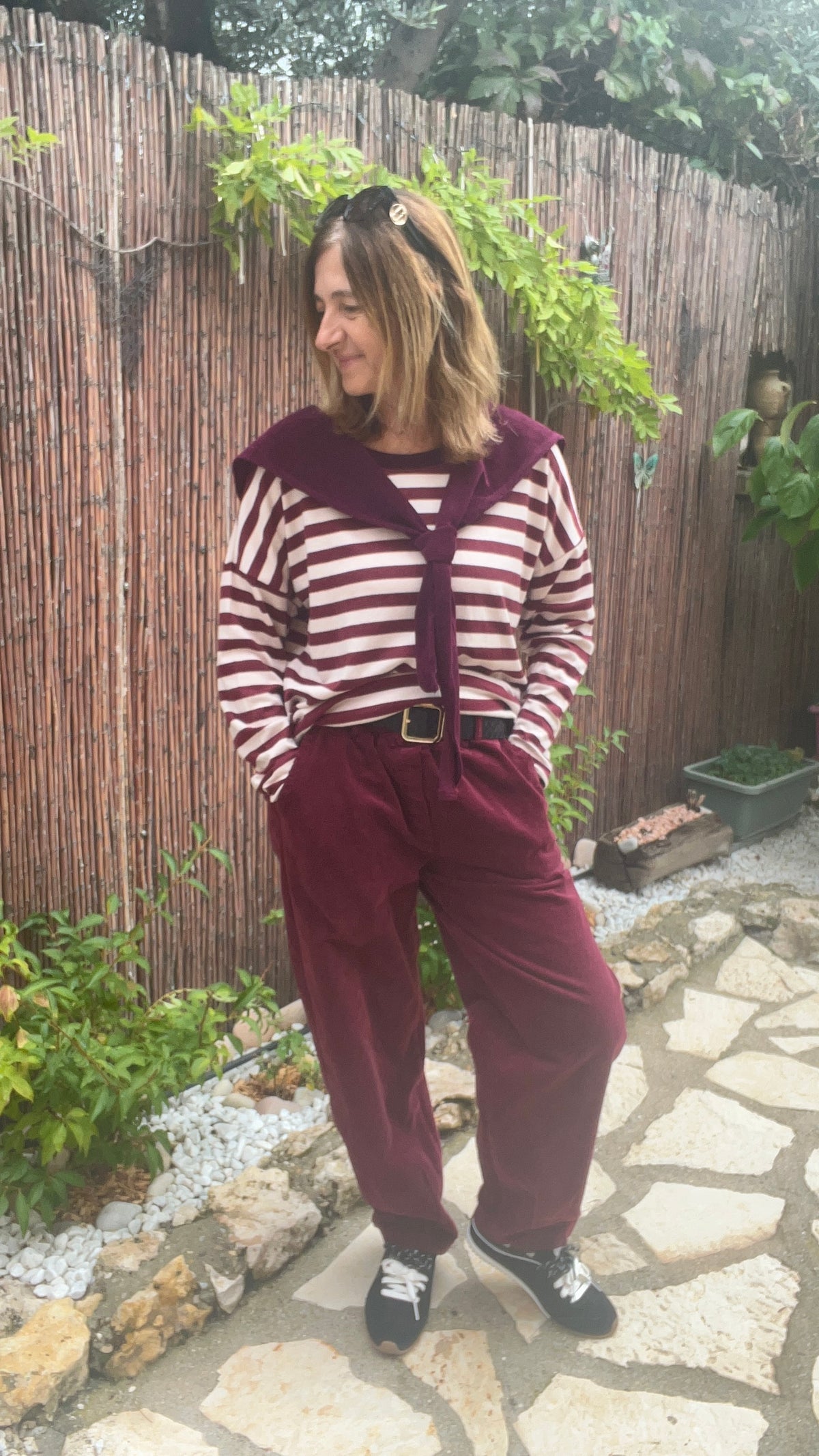 PANTALON VELOURS "BORDEAUX"