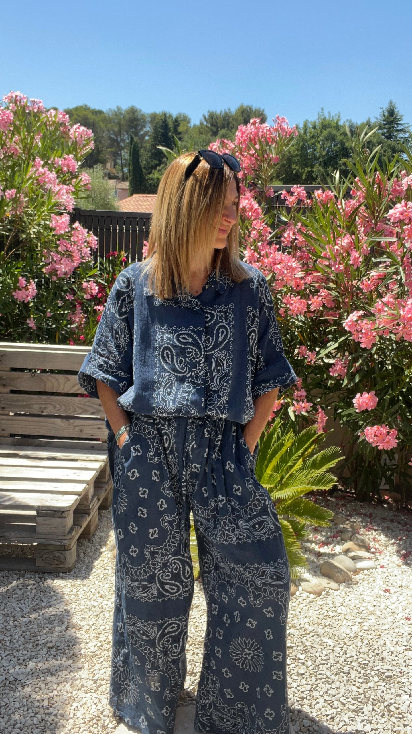 CHEMISIER BLEU MARINE BANDANA