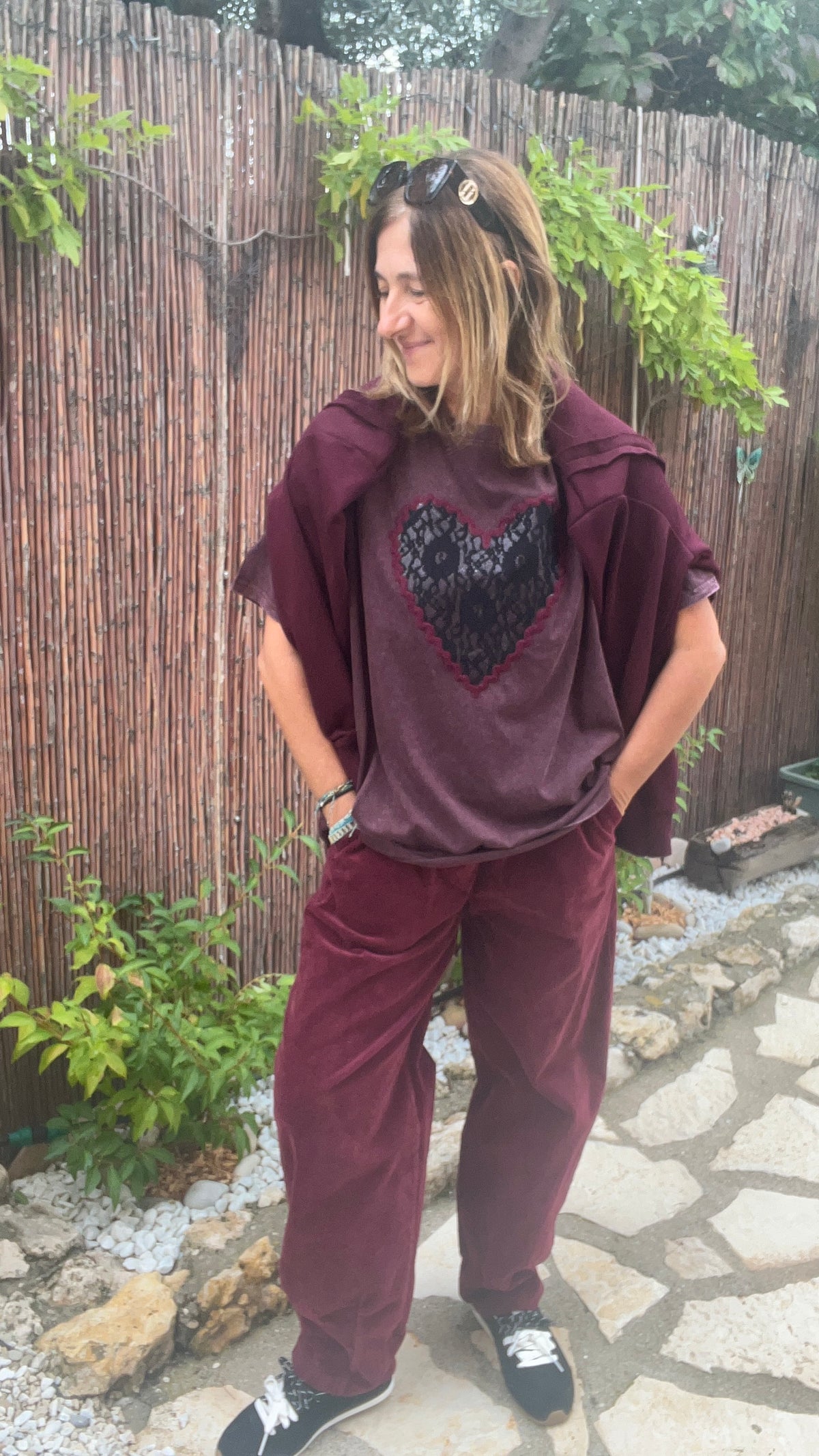 PANTALON VELOURS "BORDEAUX"