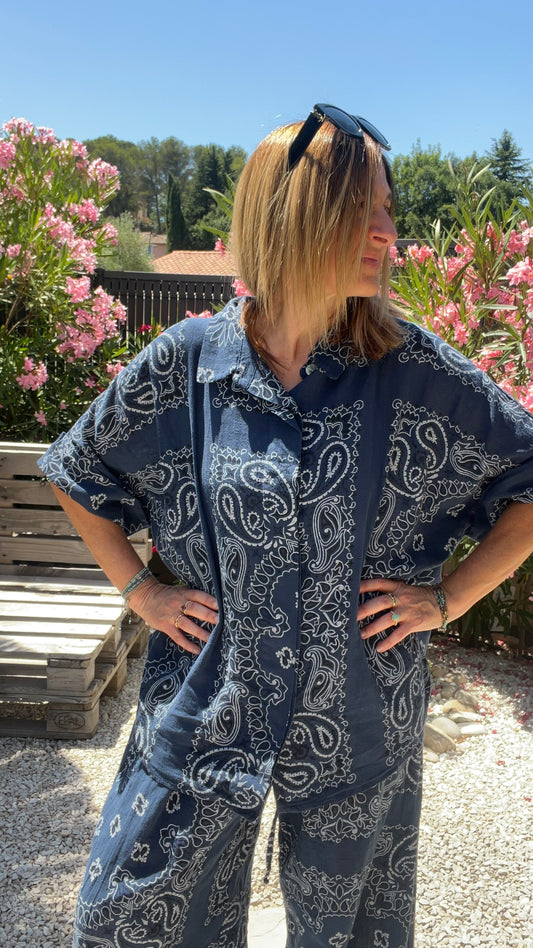 CHEMISIER BLEU MARINE BANDANA