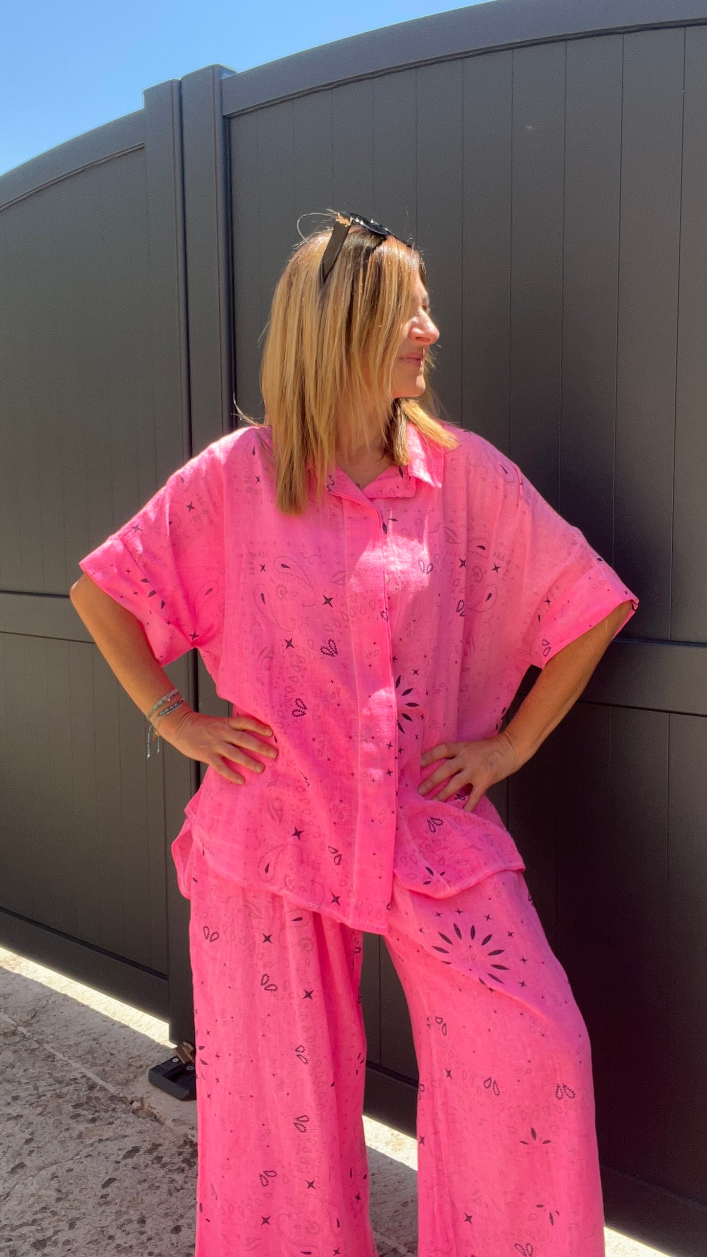 CHEMISIER ROSE FLUO BANDANA