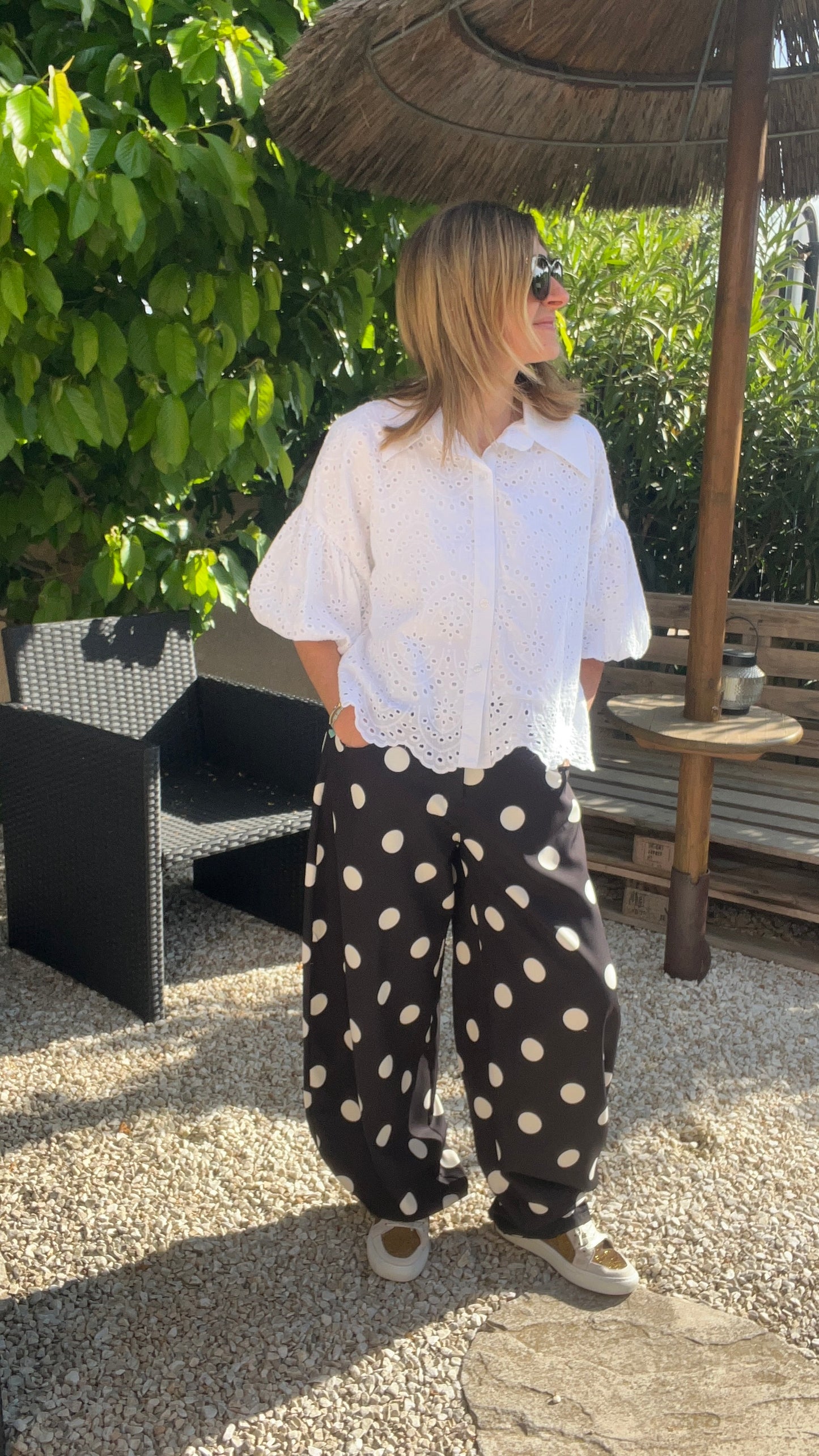 CHEMISIER BLANC BRODERIE ANGLAISE MANCHES BALLONS