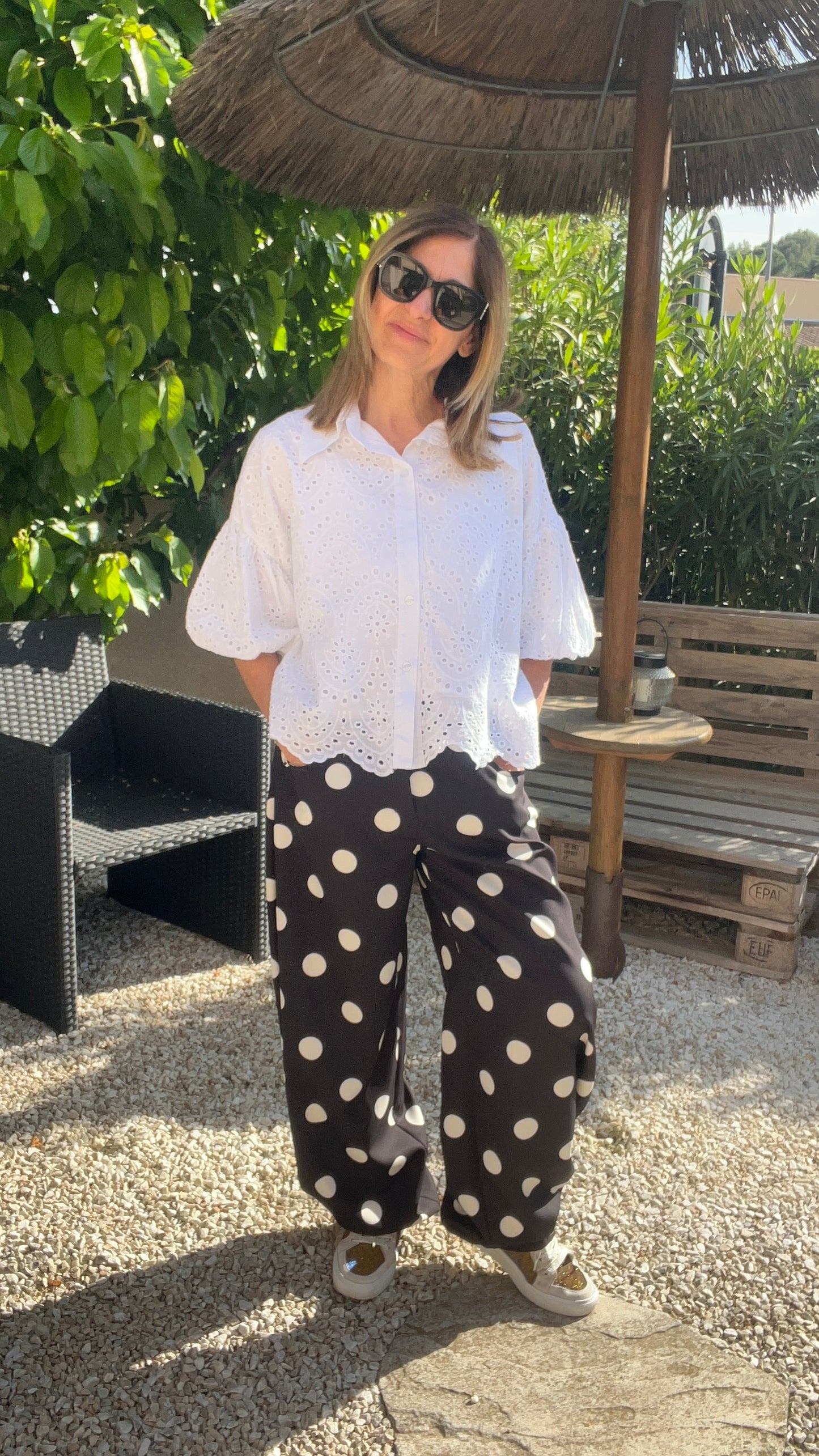 CHEMISIER BLANC BRODERIE ANGLAISE MANCHES BALLONS