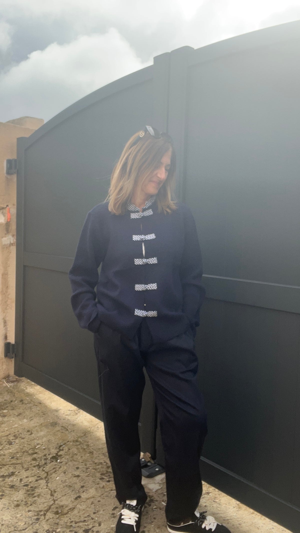 GILET BLEU MARINE & VICHY