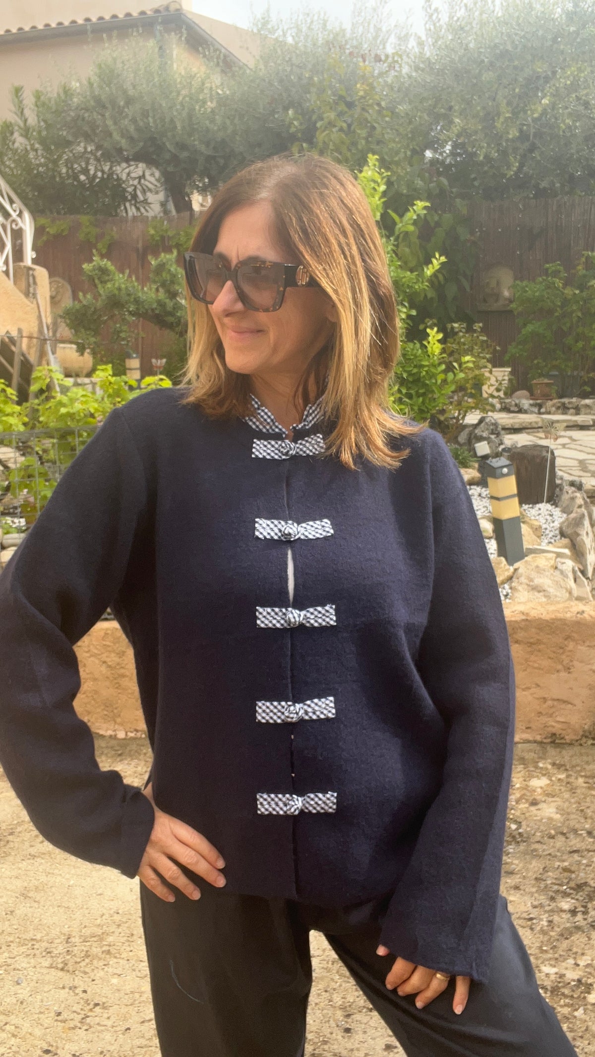 GILET BLEU MARINE & VICHY