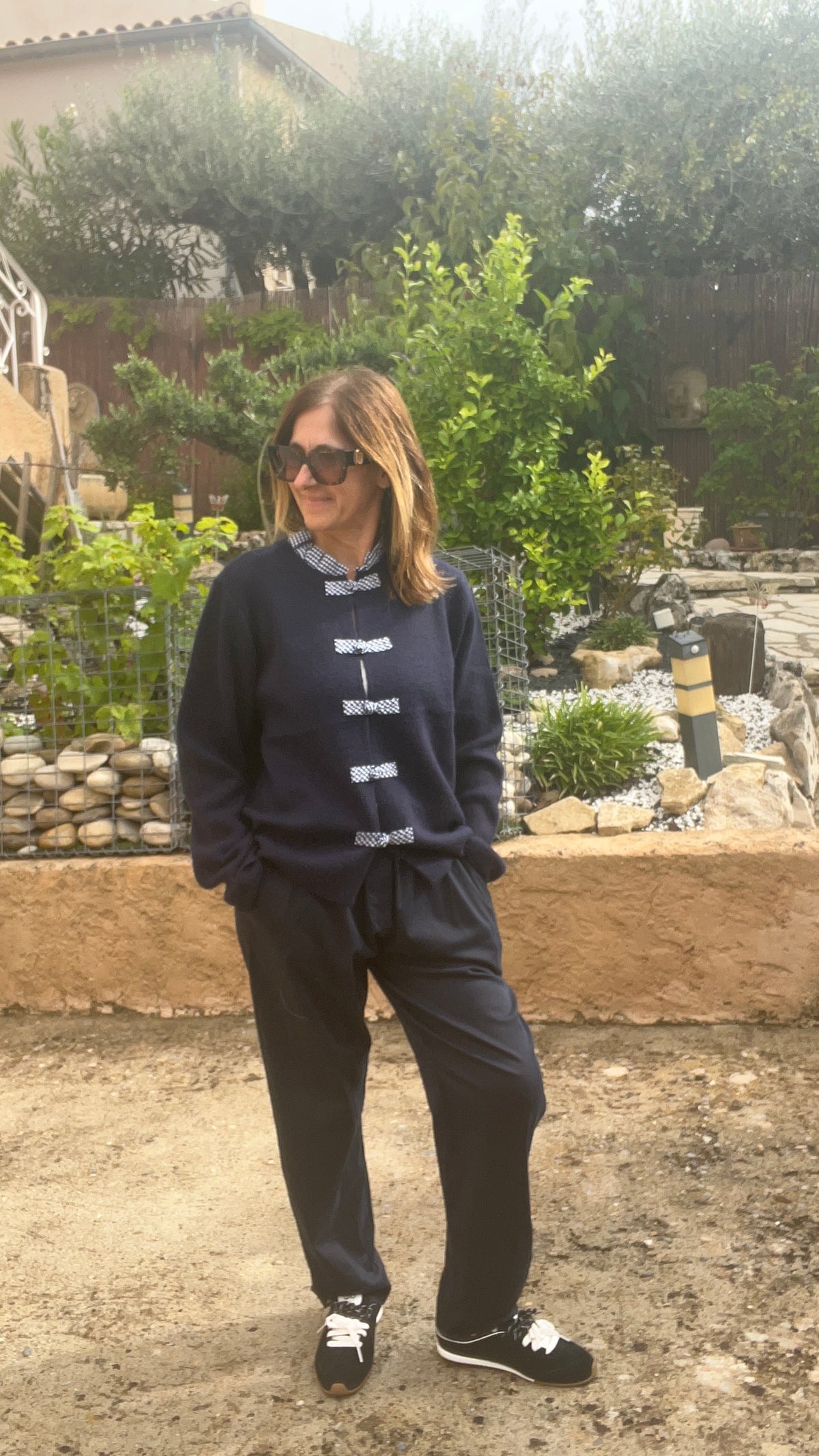 GILET BLEU MARINE & VICHY