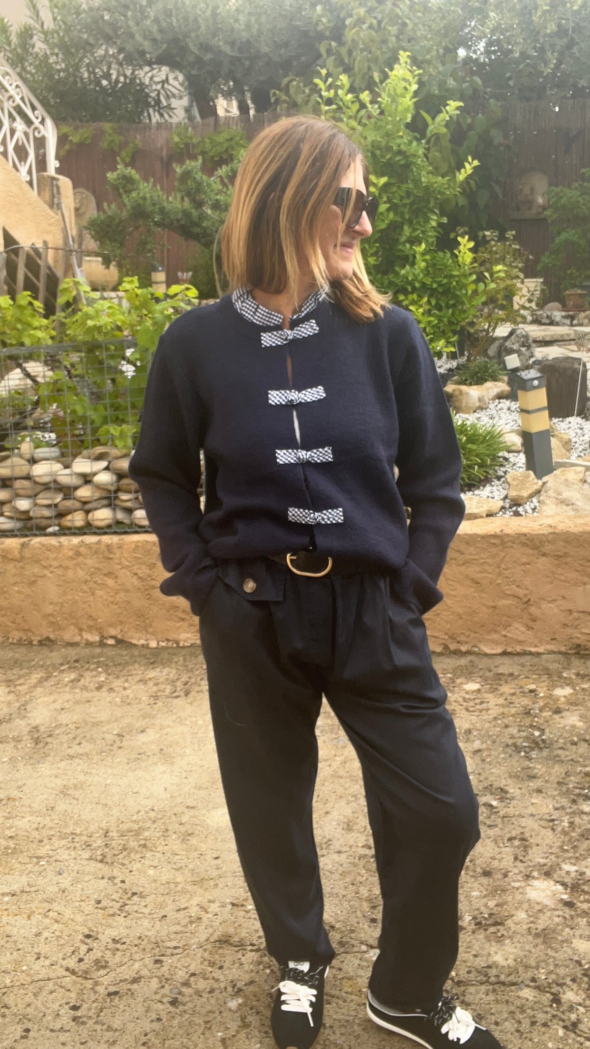 GILET BLEU MARINE & VICHY