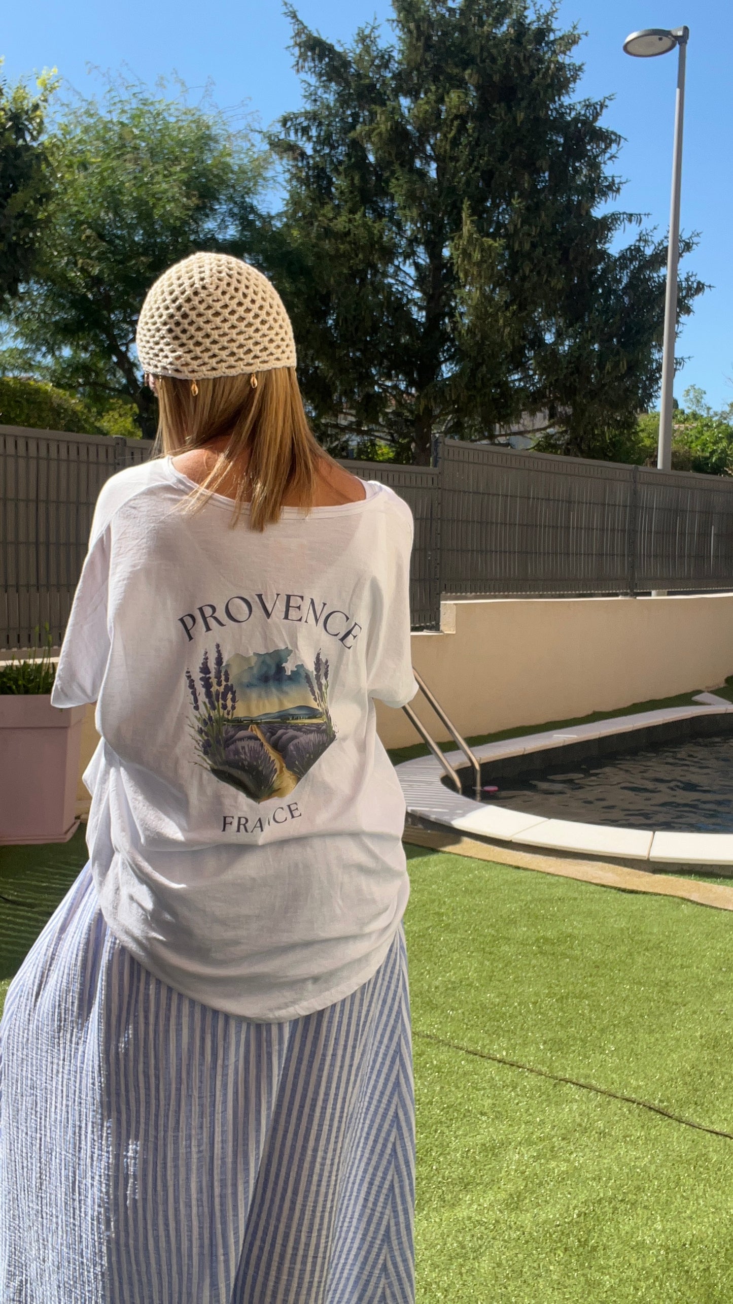 TEE SHIRT BLANC LAVANDE PROVENCE "GRANDE TAILLE"