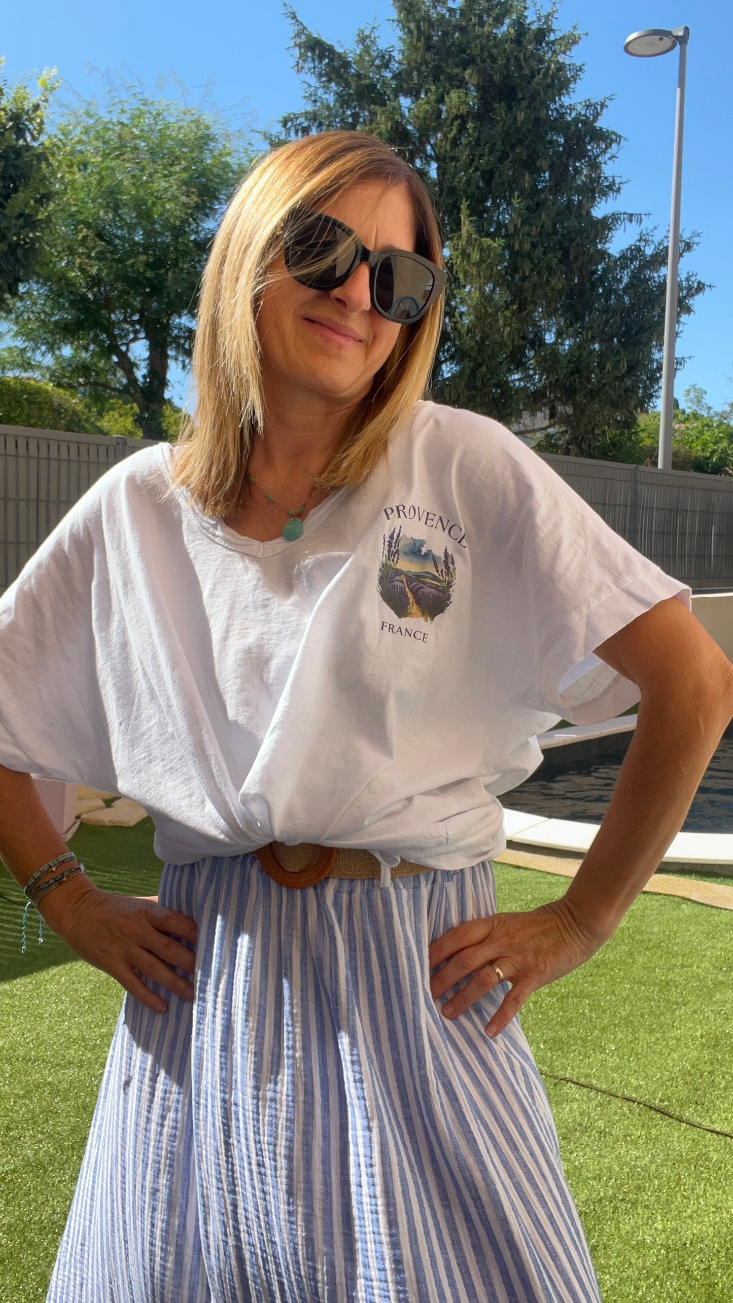 TEE SHIRT BLANC LAVANDE PROVENCE "GRANDE TAILLE"