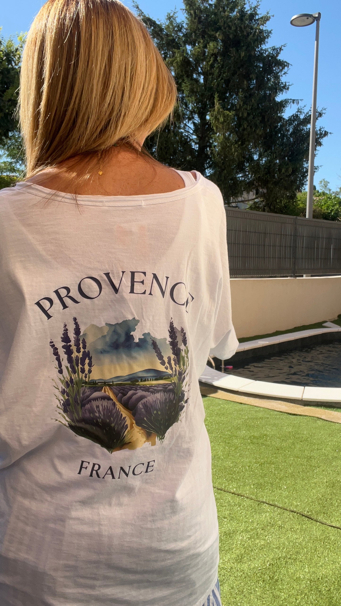 TEE SHIRT BLANC LAVANDE PROVENCE "GRANDE TAILLE"