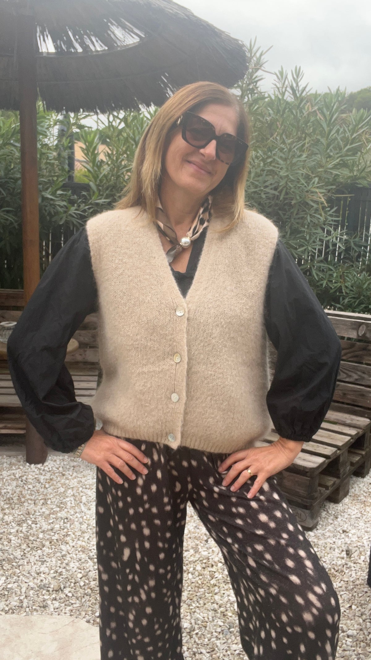 PANTALON FLUIDE NOIR/BLANC "BAMBI"