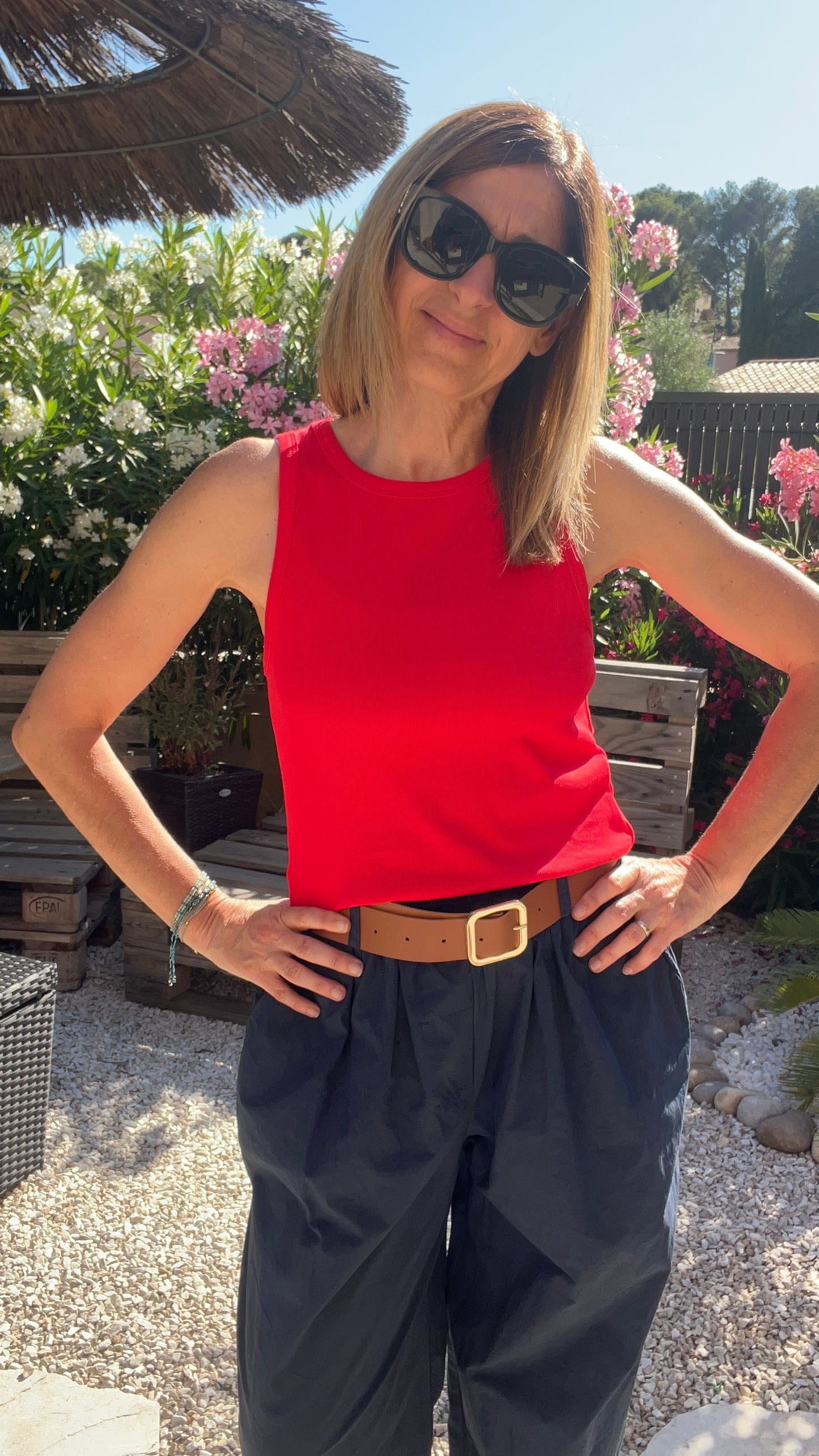 PANTALON BLEU MARINE EN COTON