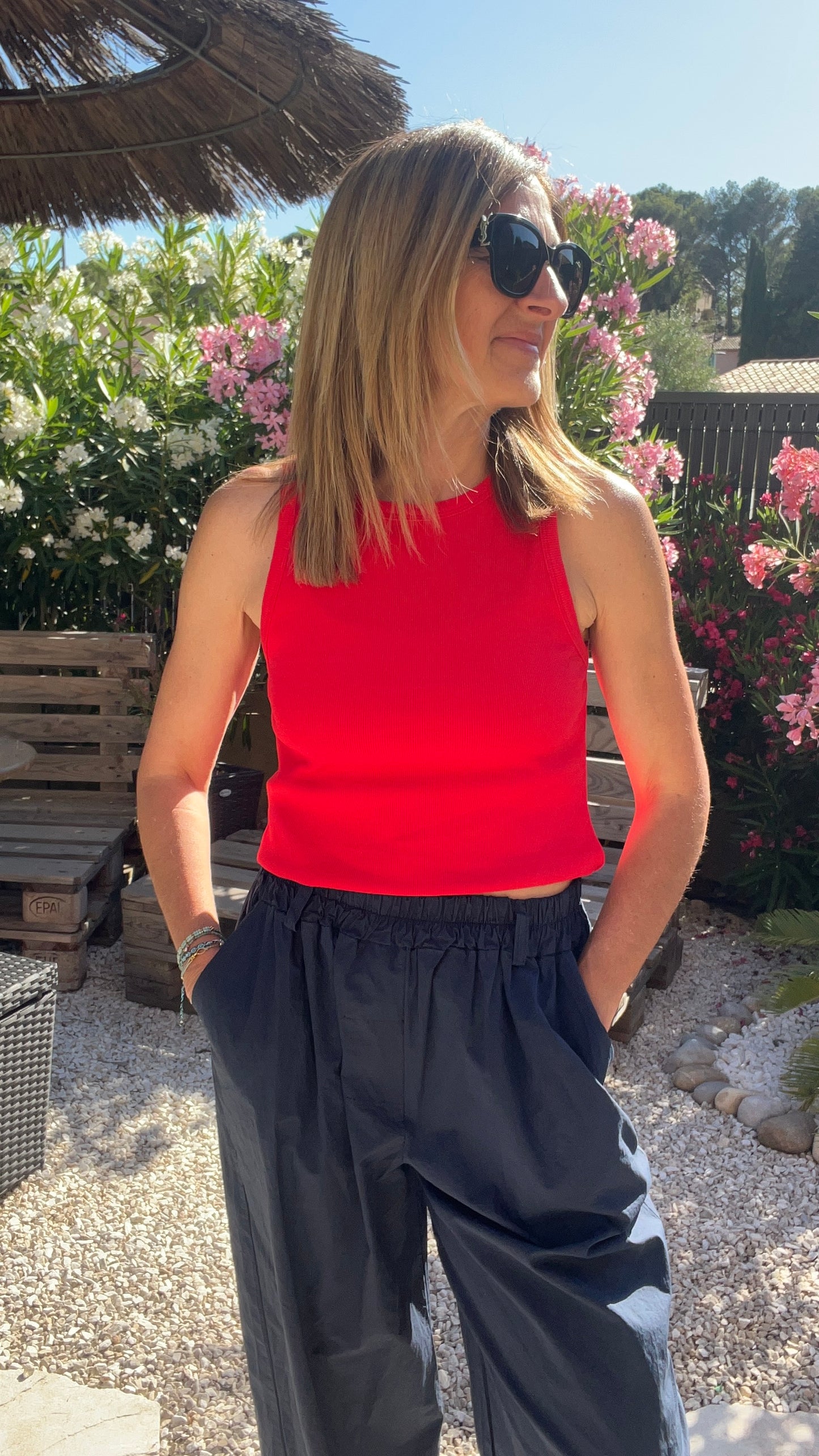 PANTALON BLEU MARINE EN COTON