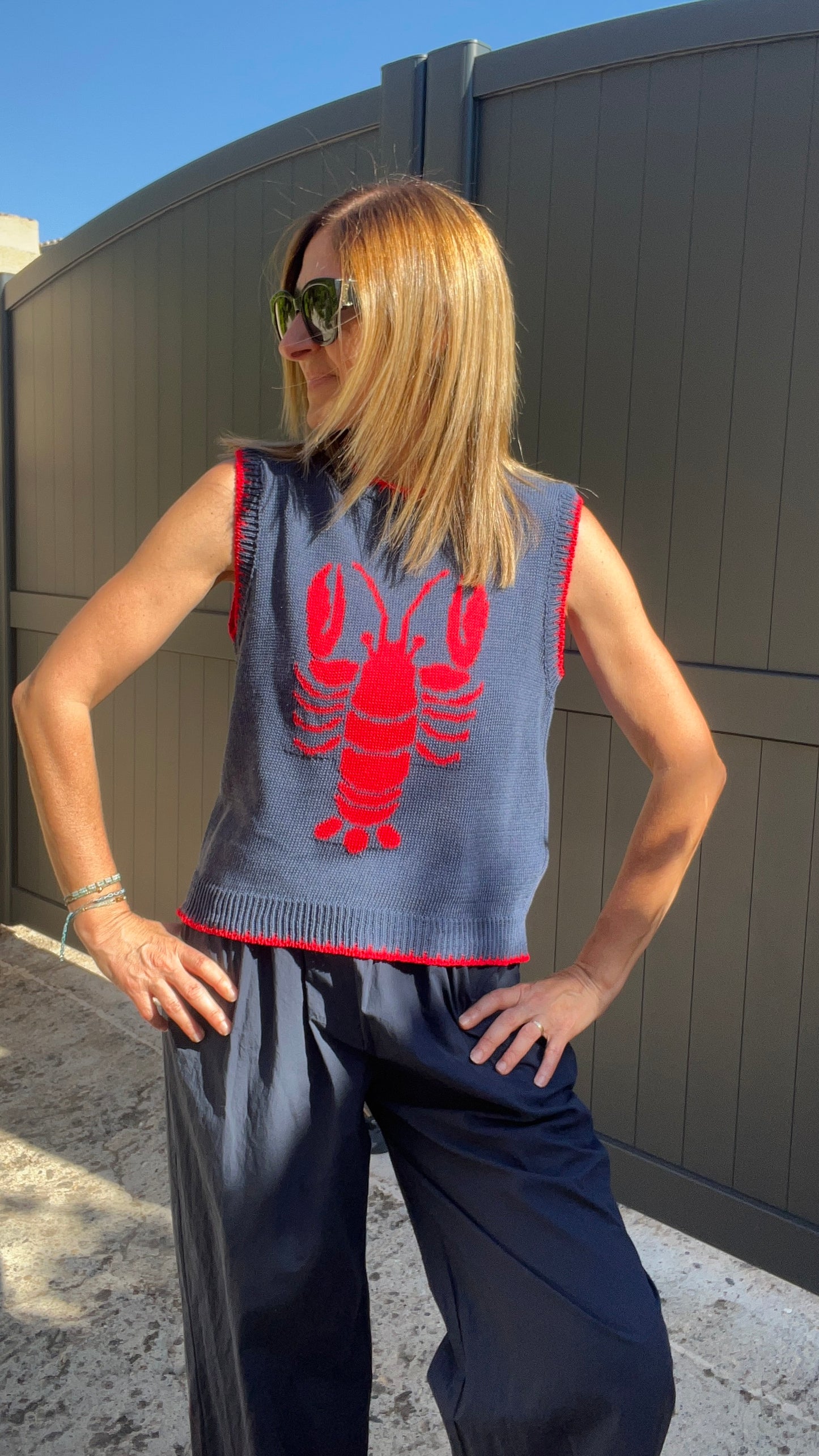 PANTALON BLEU MARINE EN COTON