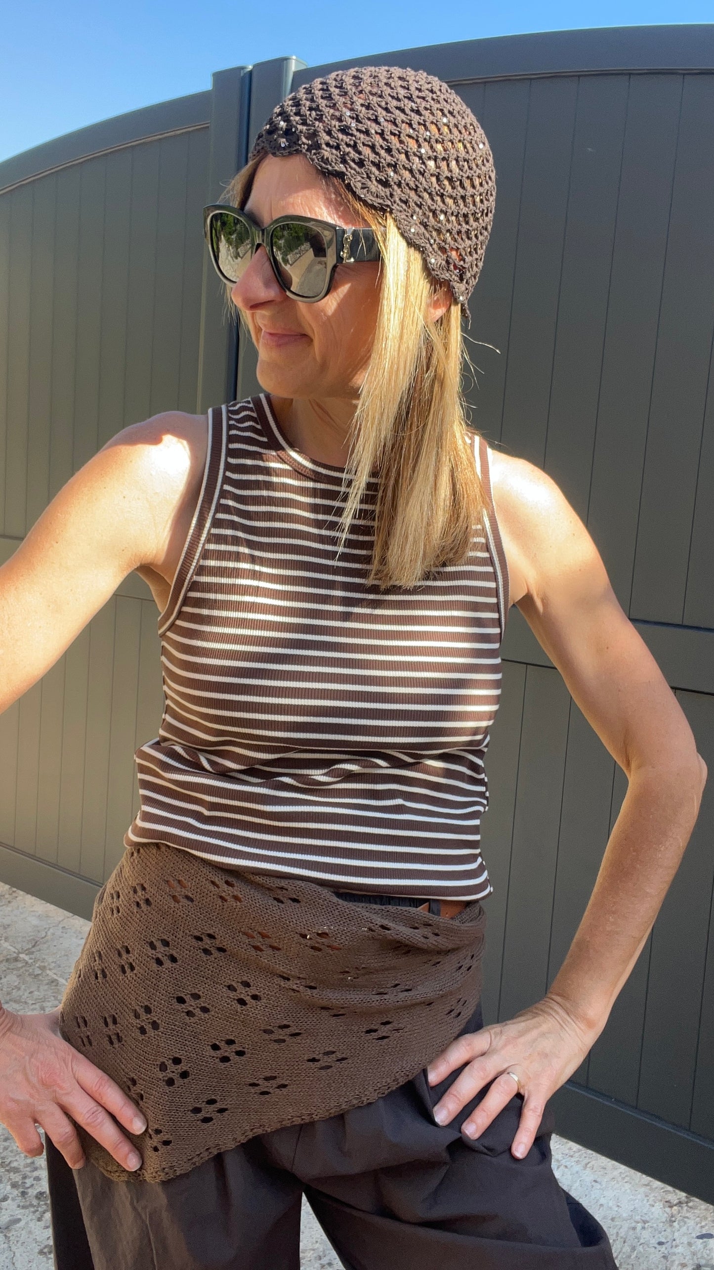 DEBARDEUR RAYE CHOCOLAT/BEIGE GIOYA