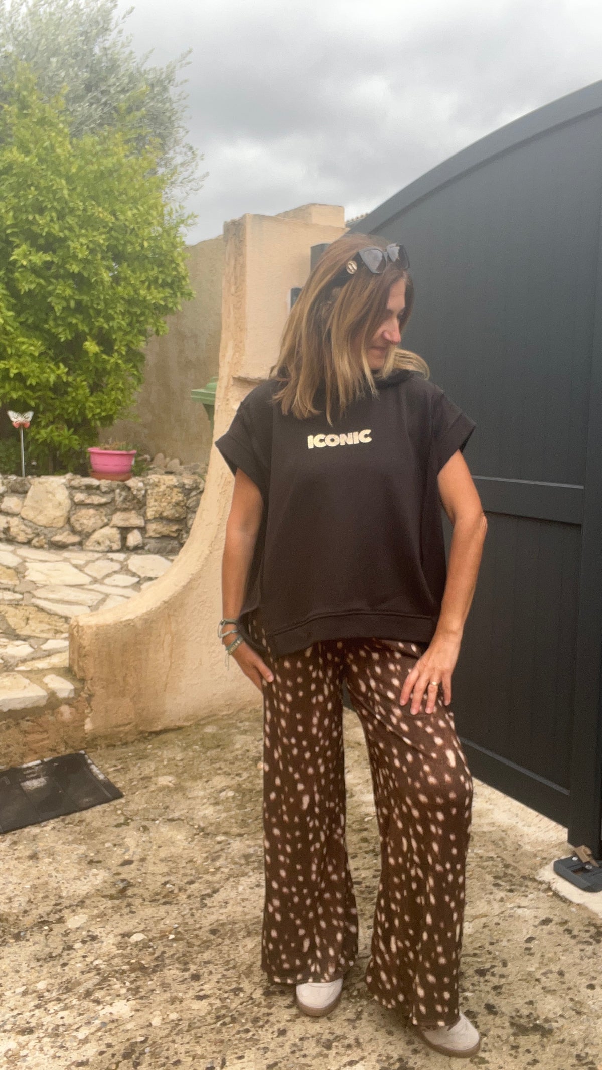 PANTALON FLUIDE CHOCOLAT/BEIGE "BAMBI"