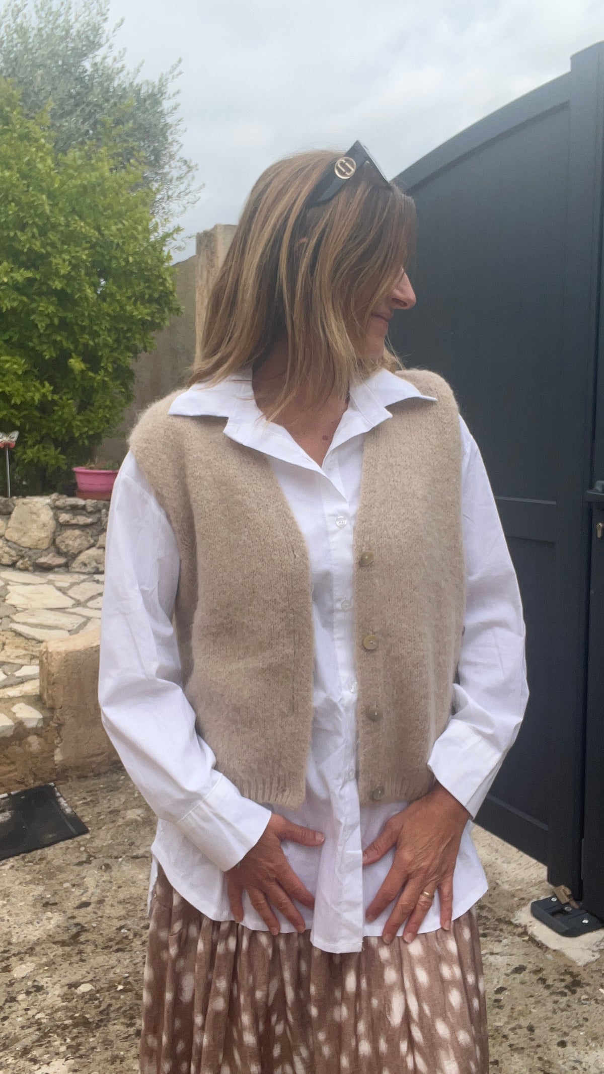 GILET BEIGE SANS MANCHES "DIANA"
