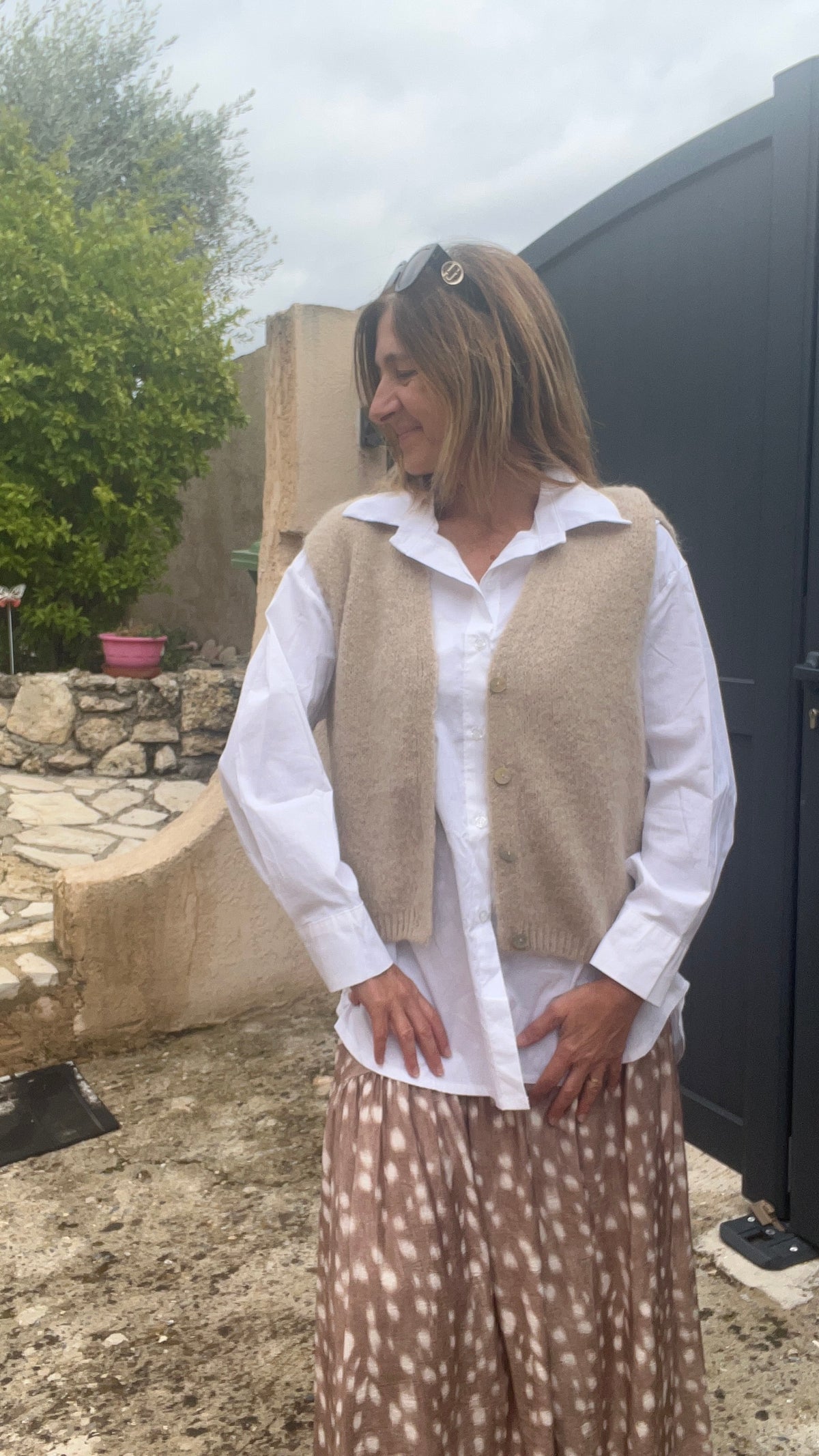 GILET BEIGE SANS MANCHES "DIANA"