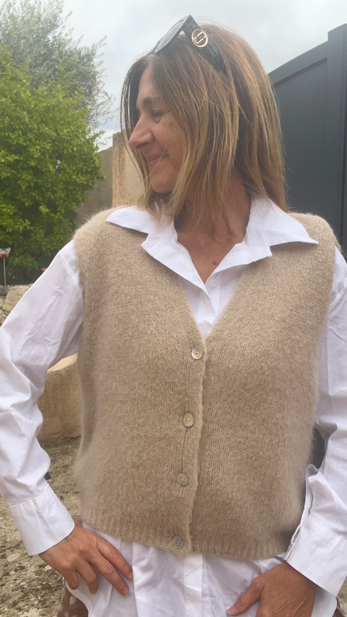 GILET BEIGE SANS MANCHES "DIANA"